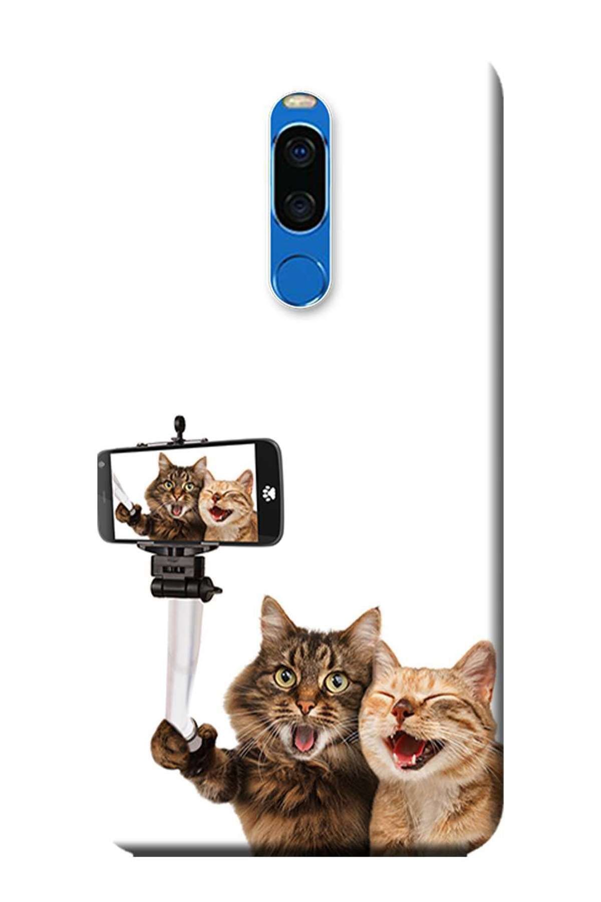 Meizu X8 Uyumlu Kılıf Baskılı Silikon Kapak Selfie Çeken Kediler Stk:446