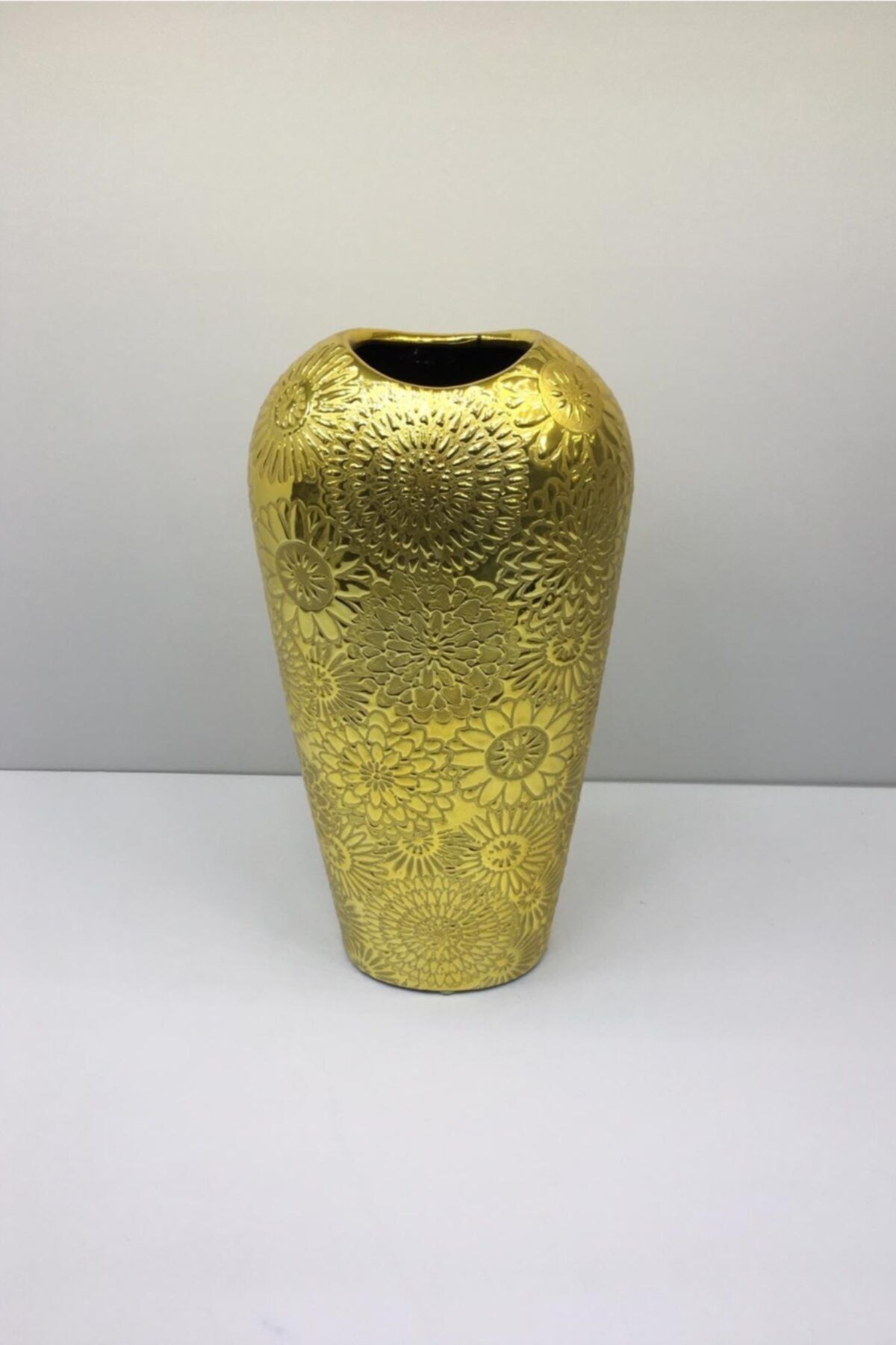 Otantik Dekoratif Porselen Obje Altın Vazo