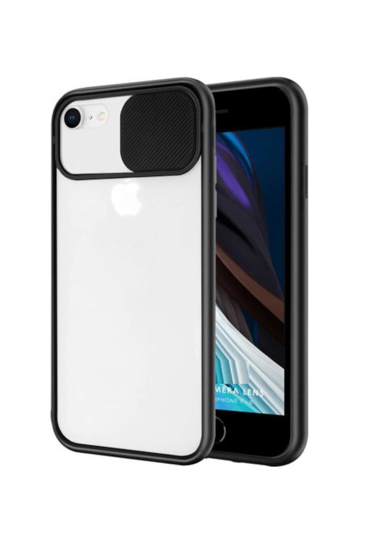 emybox Apple Iphone 7 8 Se Uyumlu 2020 Uyumlu Slayt Kamera Lens Korumalı Sürgülü Mat Telefon Kılıfı Siyah