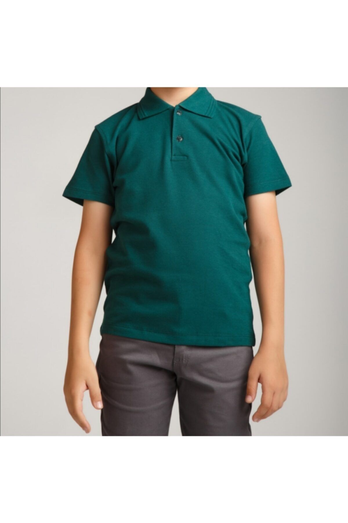 Dragora Koyu Yeşil Kısa Kollu Genç Boy Lise Okul Lakos Polo Yaka T-shirt