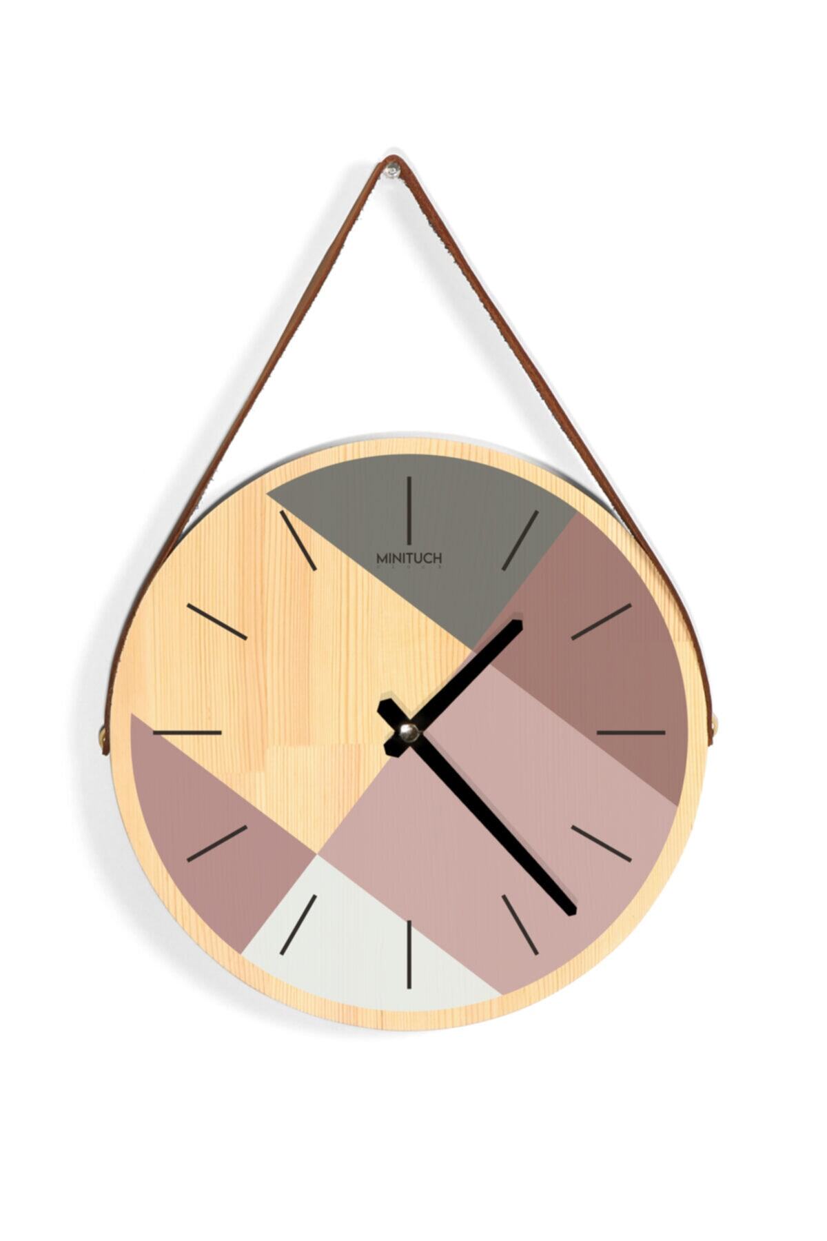 minituch Minimalist Tasarımlı Masif Ahşap Deri Askılı Duvar Saati minituch Minimalist Tasarımlı Masif Ahşap Deri Askılı Duvar Saati