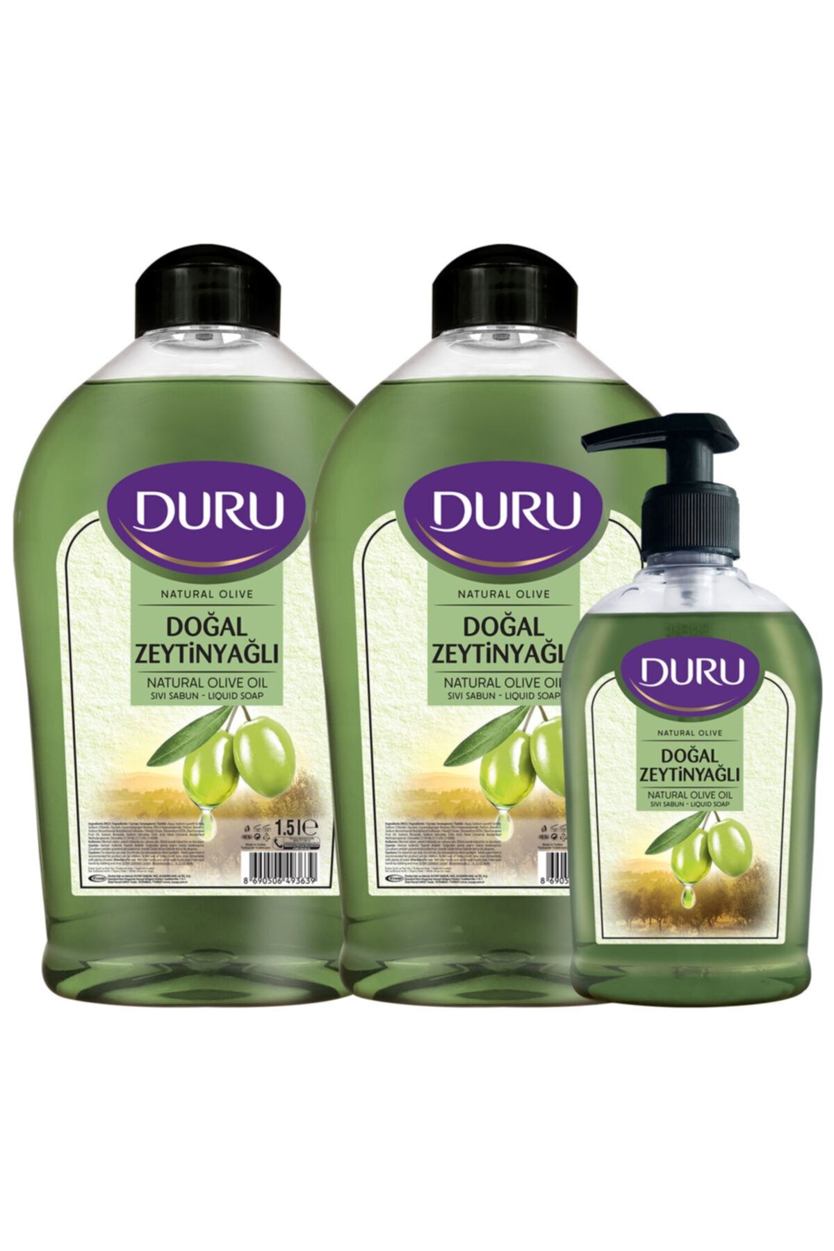 Duru Natural Olive Zeytinyağlı Sıvı Sabun 1,5+1,5+300ml