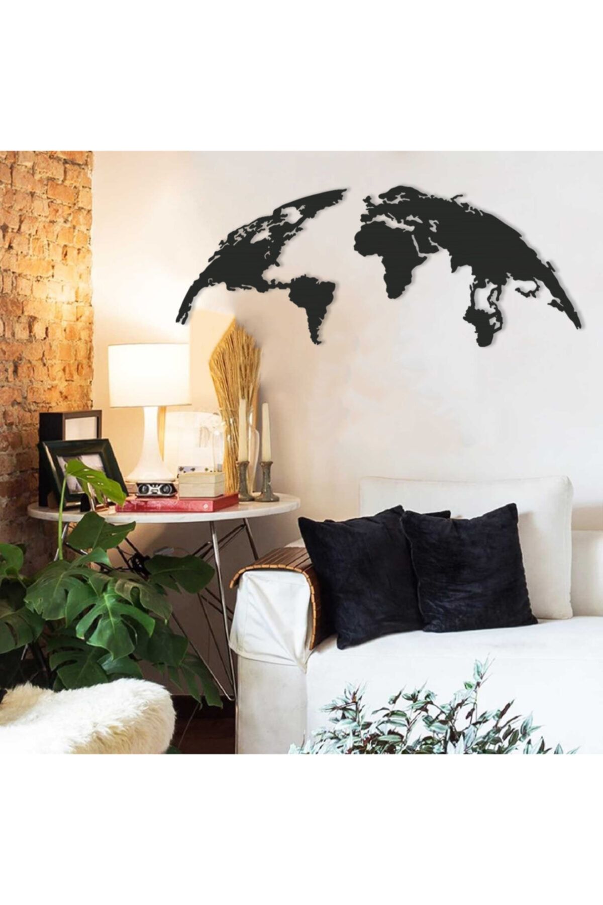 DekArt Home Oval Dünya Haritası - Metal Tablo - Duvar Dekoru