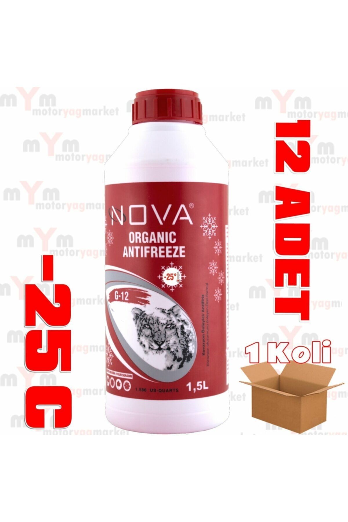Nova -25 Derece Organik Kırmızı G12 Antifriz 1.5litre X12