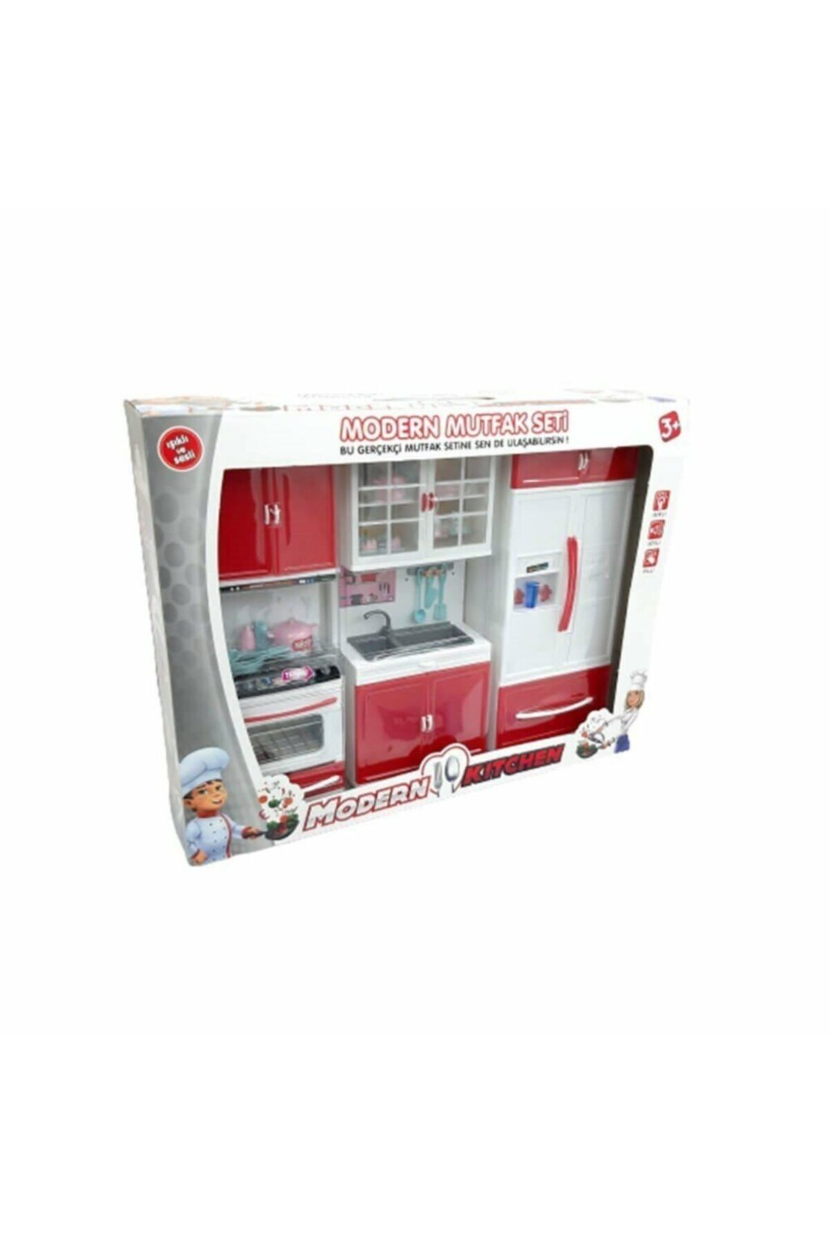 Kayyum Oyuncak Modern Kitchen Üçlü Sesli Işıklı Mutfak Seti 1013