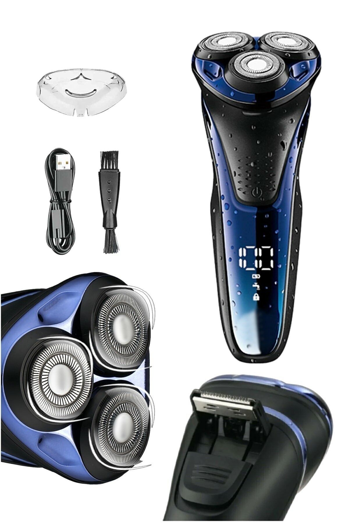 Egonex V-306 Aqua Deep Blue Touch Islak & Kuru Şarjlı Ipx7 Su Geçirmez Tıraş Makinesi Günlük Sıfır