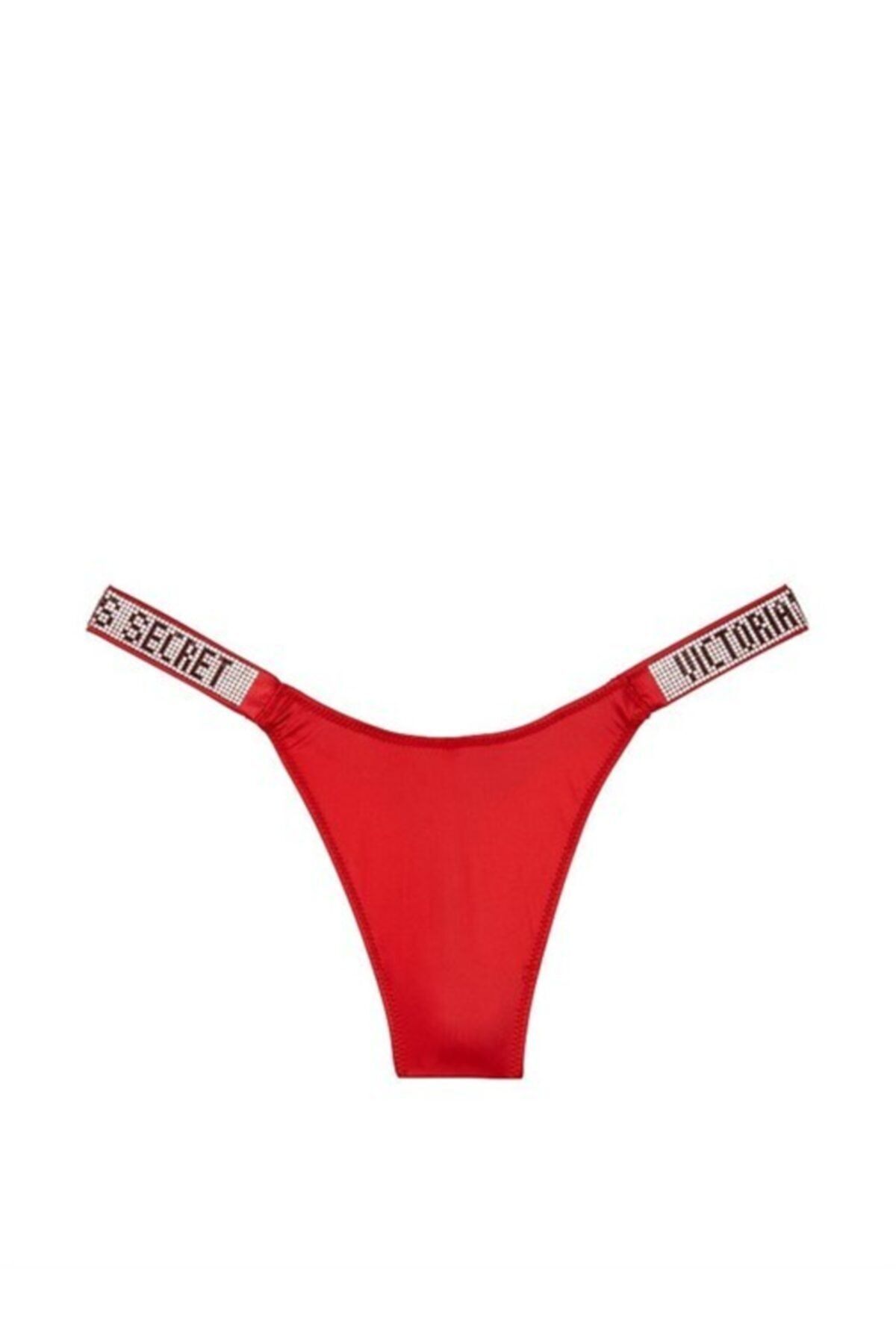 Estilo Kırmızı Bayan Elmas Işıltılı Taşlı Brazilian String Tanga Külot Bikini