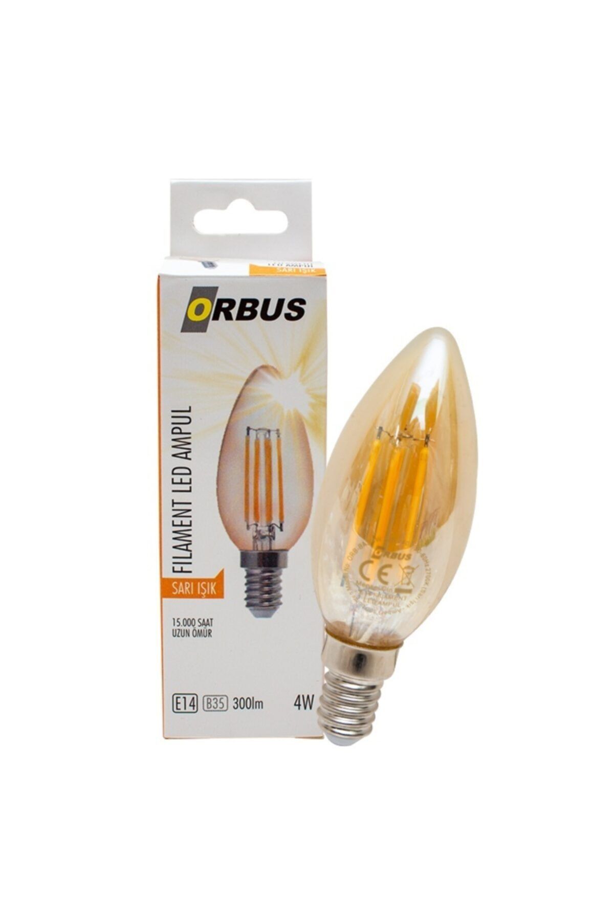 Genel Markalar Orb-ba3 Fılament Bulb B35 4 Watt E14 300 Lmn Amber Sarı Led Ampül