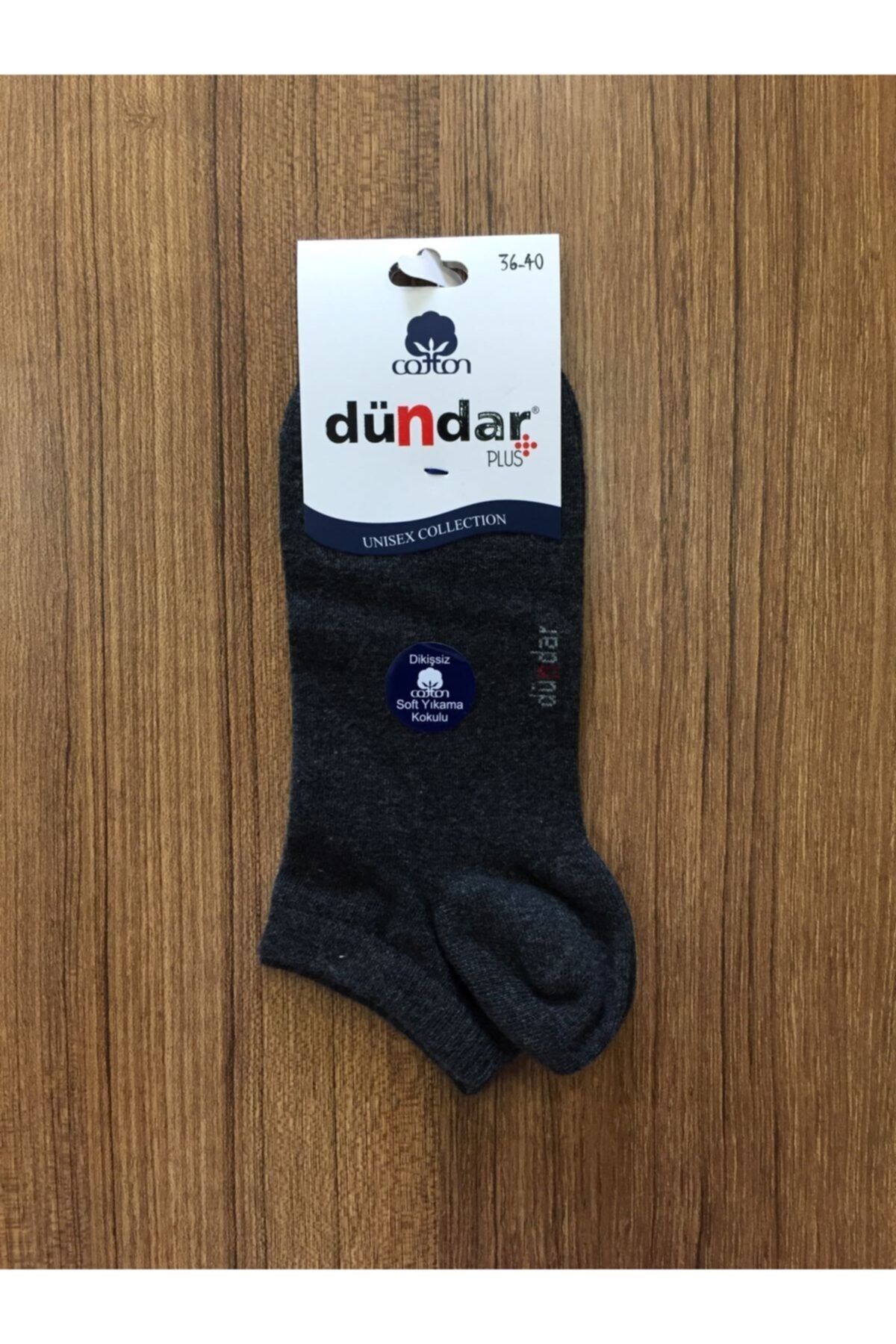 Dündar Unisex Füme Pamuklu 3'lü Dikişsiz Patik Çorap