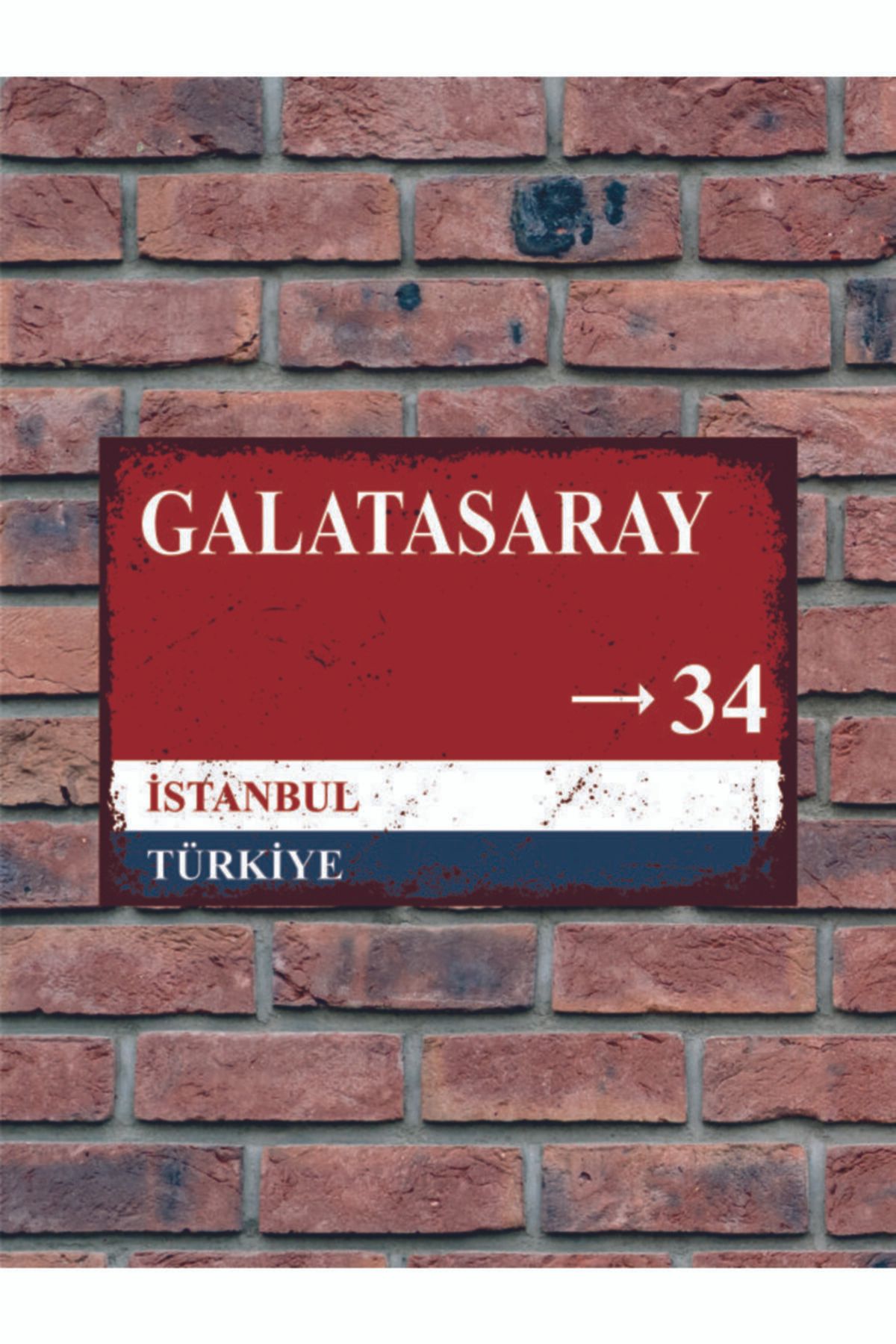 Minik Dükkan Galatasaray Sokak Yön Tabelası Retro Vintage Ahşap Poster