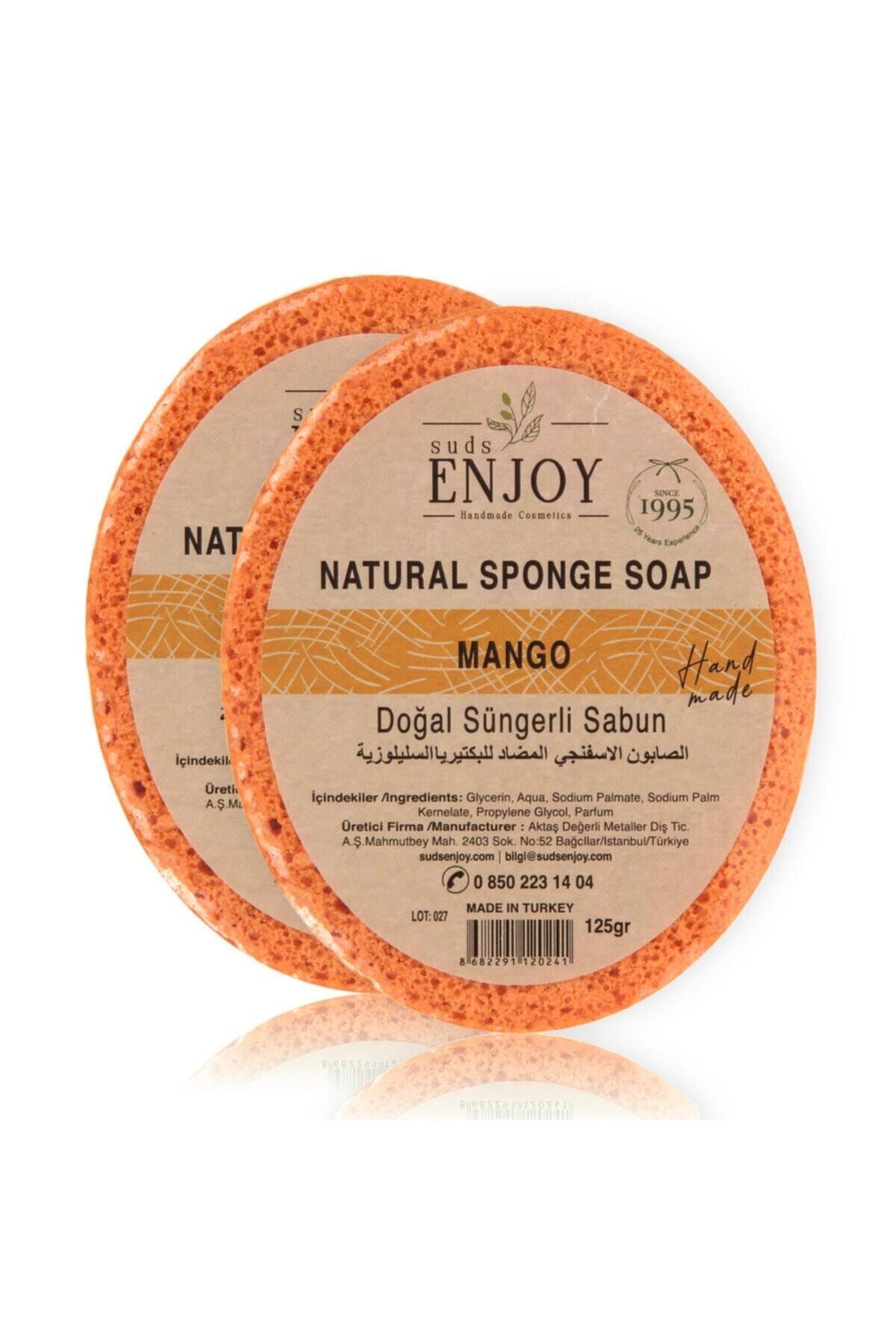 SUDSENJOY Doğal 2 Adet Mango El Yapımı Süngerli Vücut-duş Sabunu 2x125gr Suds Enjoy