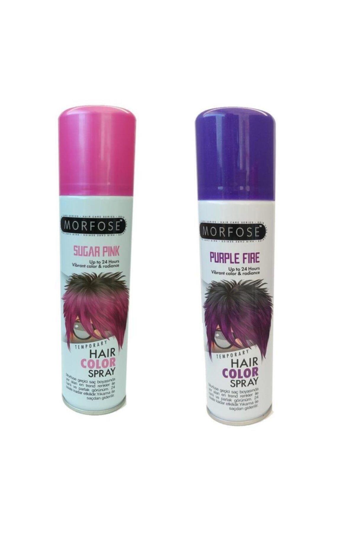 Morfose Hair Color Spray 150 ml Renkli Saç Spreyi Mor+Pembe