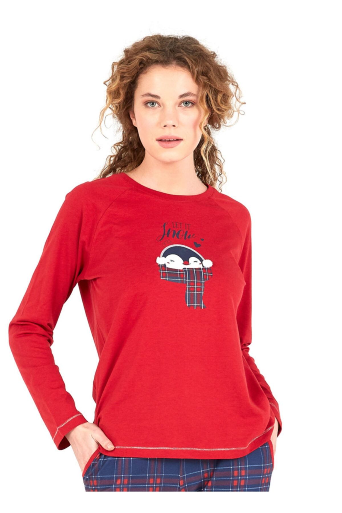 Blackspade Kadın Uzun Pijama Takımı 50694 - Kırmızı