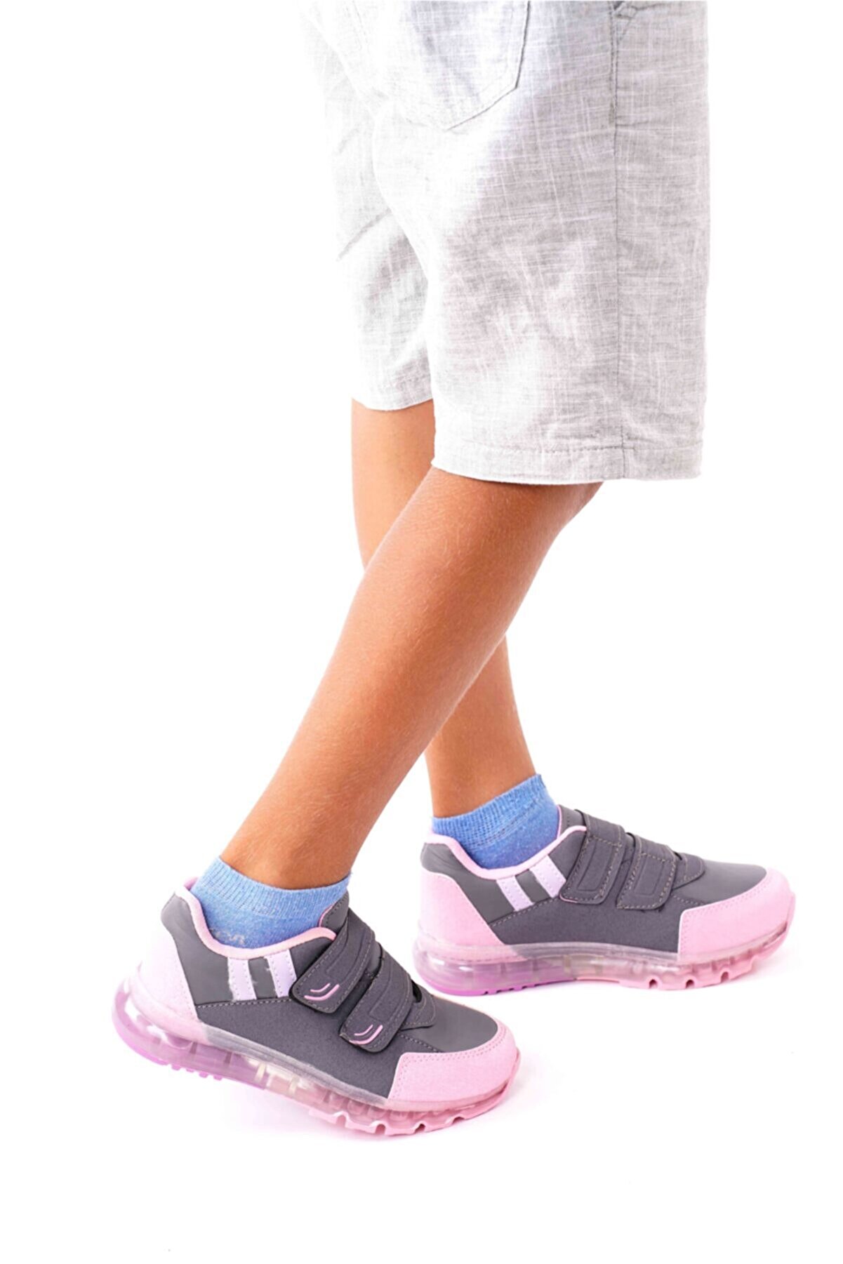 AYN-Shoes Çocuk Füme-pembe Çift Çırtlı Ortapedik Spor Ayakkabı