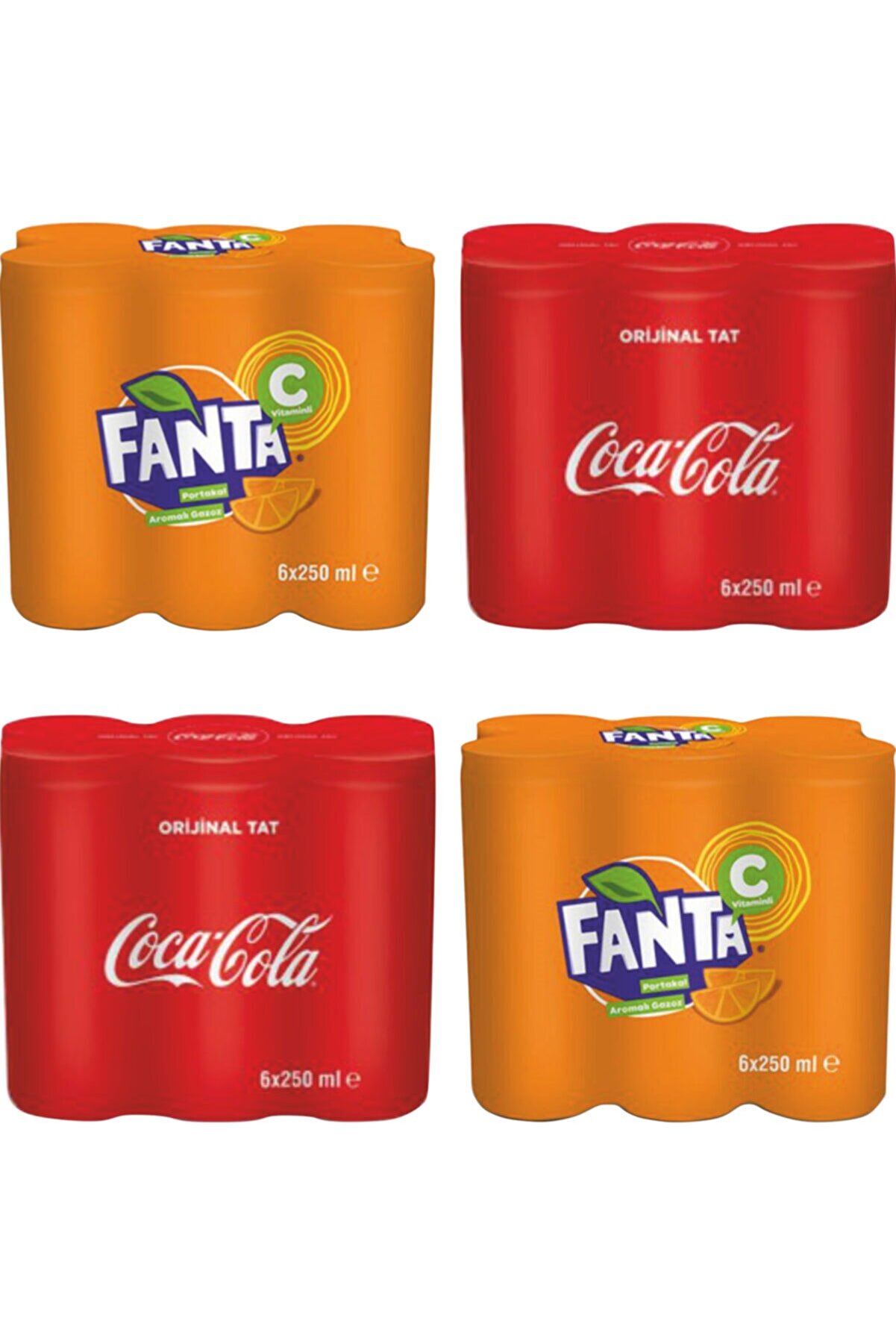 Coca-Cola Coca Cola Teneke Kutu Karma 12x250 Ml Klasik Tat + 12x250 Ml Fanta