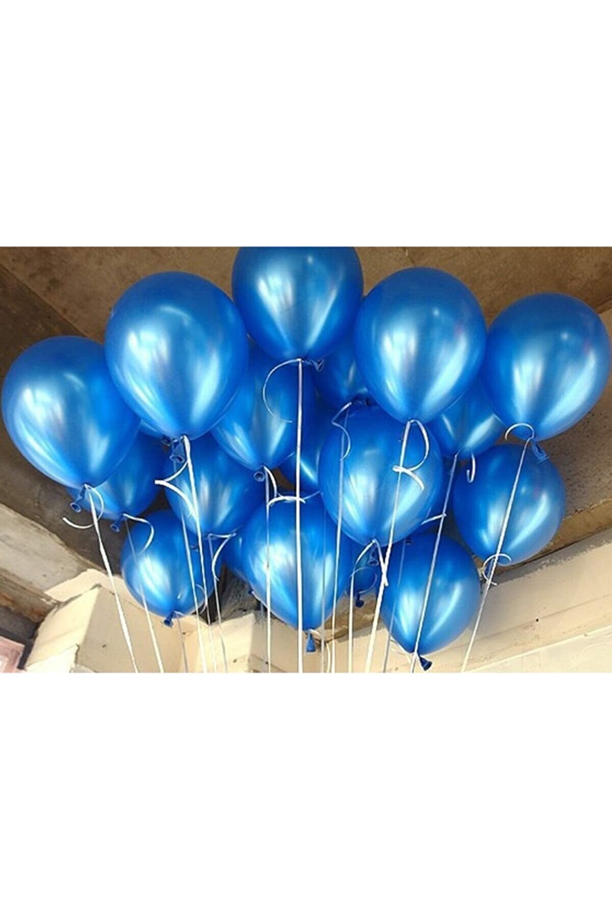 New Eco 10 Adet Koyu Mavi Sedefli Metalik Parlak Balon Helyum Gazı Uyumlu