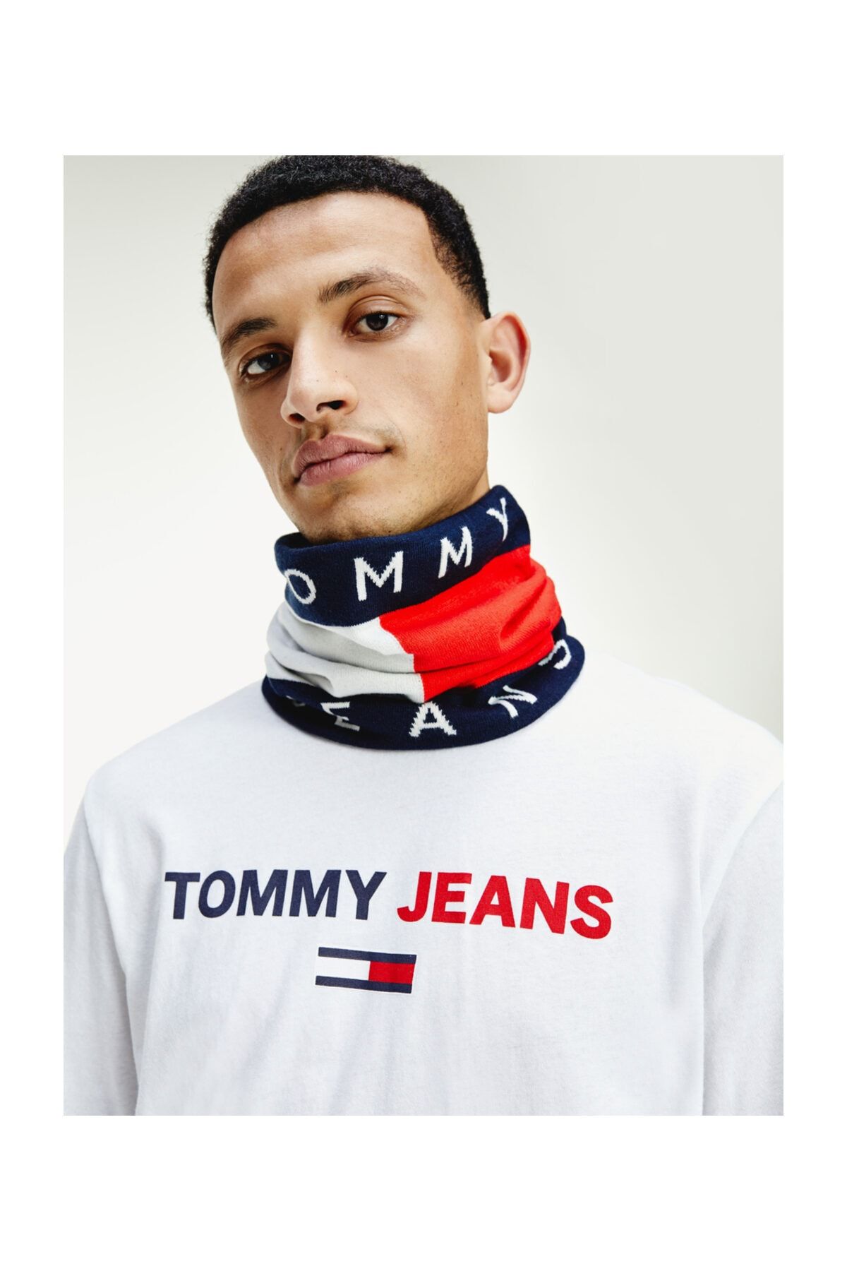 Tommy Hilfiger Unisex Mavi Atkı Tommy Jeans Flag Snood AU0AU01170