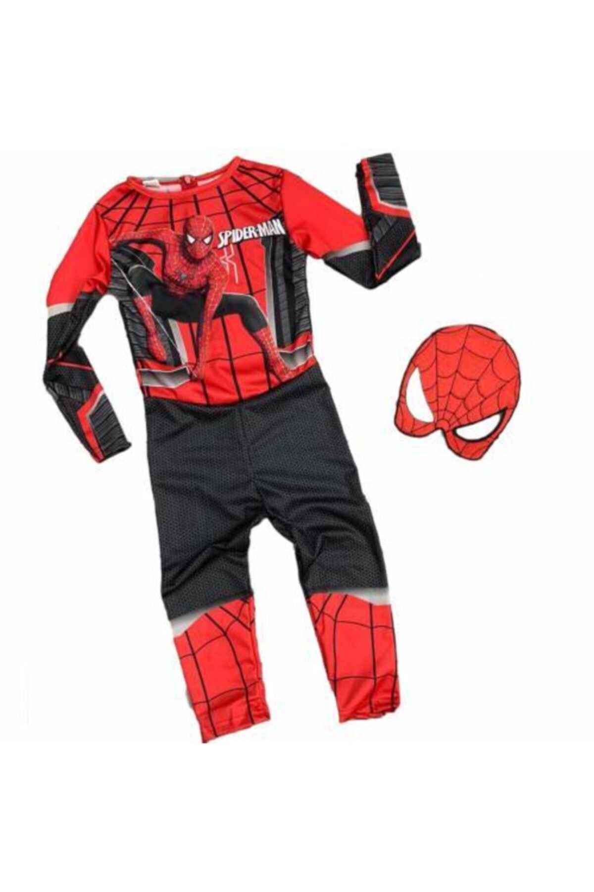Mashotrend Yeni Siyah Kırmızı Spiderman Çocuk Kostümü - Spiderman Kostümü Maskeli Örümcek Adam Çocuk Kostümü