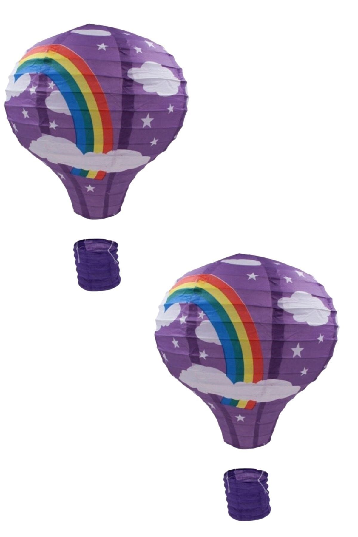 Buffer 2 Adet Dekoratif Renkli Kağıt Dilek Feneri Balonu Renkli Uçan Balon