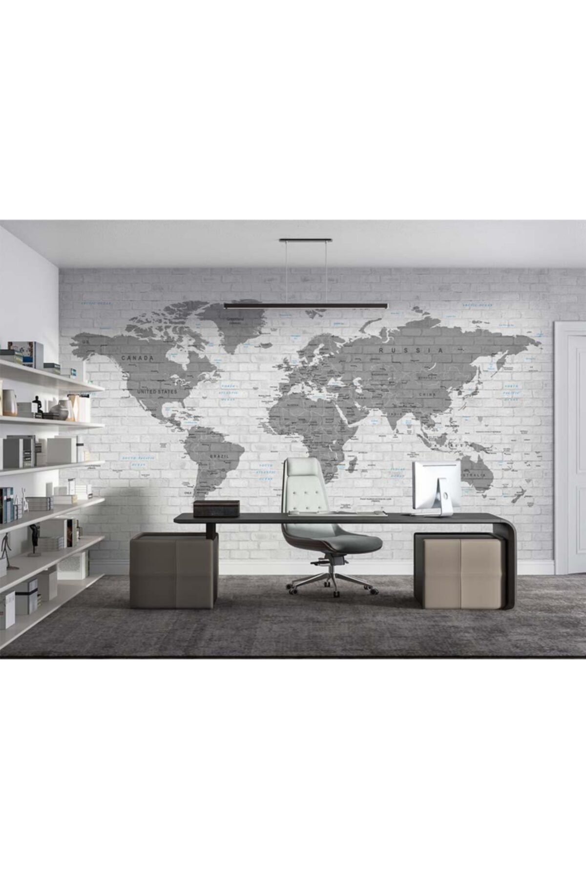 Özen Duvar Kağıtları 3d Taş Duvar Üzerinde Dünya Haritası Duvar Kağıdı