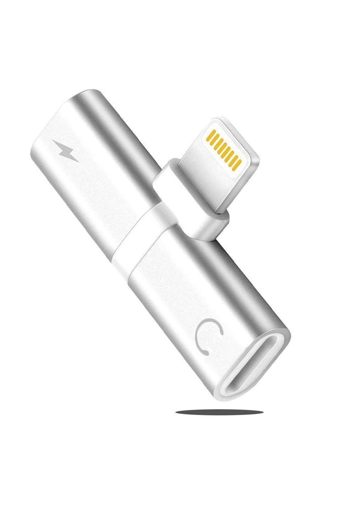 Microcase Iphone Lightning Splitter 2in1 Uyumlu  Şarj Ve Kulaklık Çevirici Gümüş - Ikd101