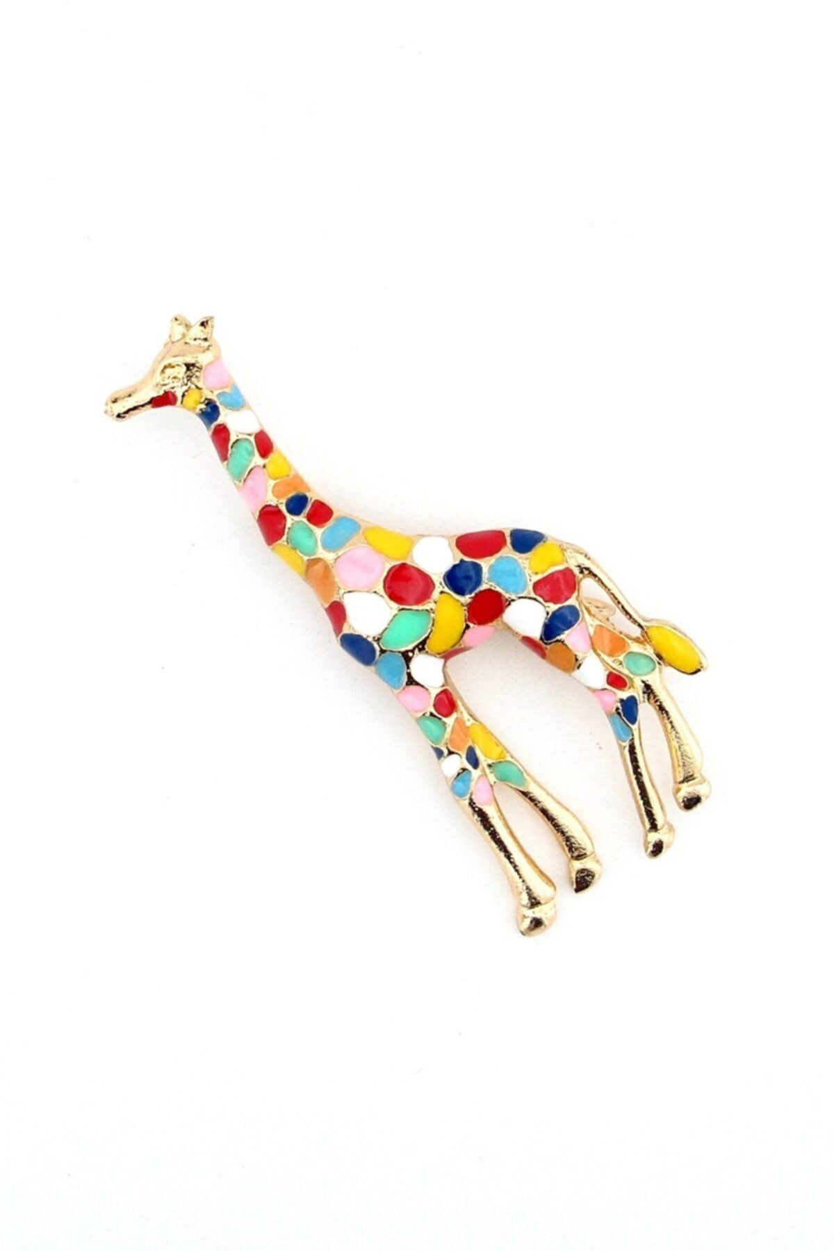 Solfera Renkli Benekler Zürafa Büyük Boy Broş Pin Rozet Iğne Rz019