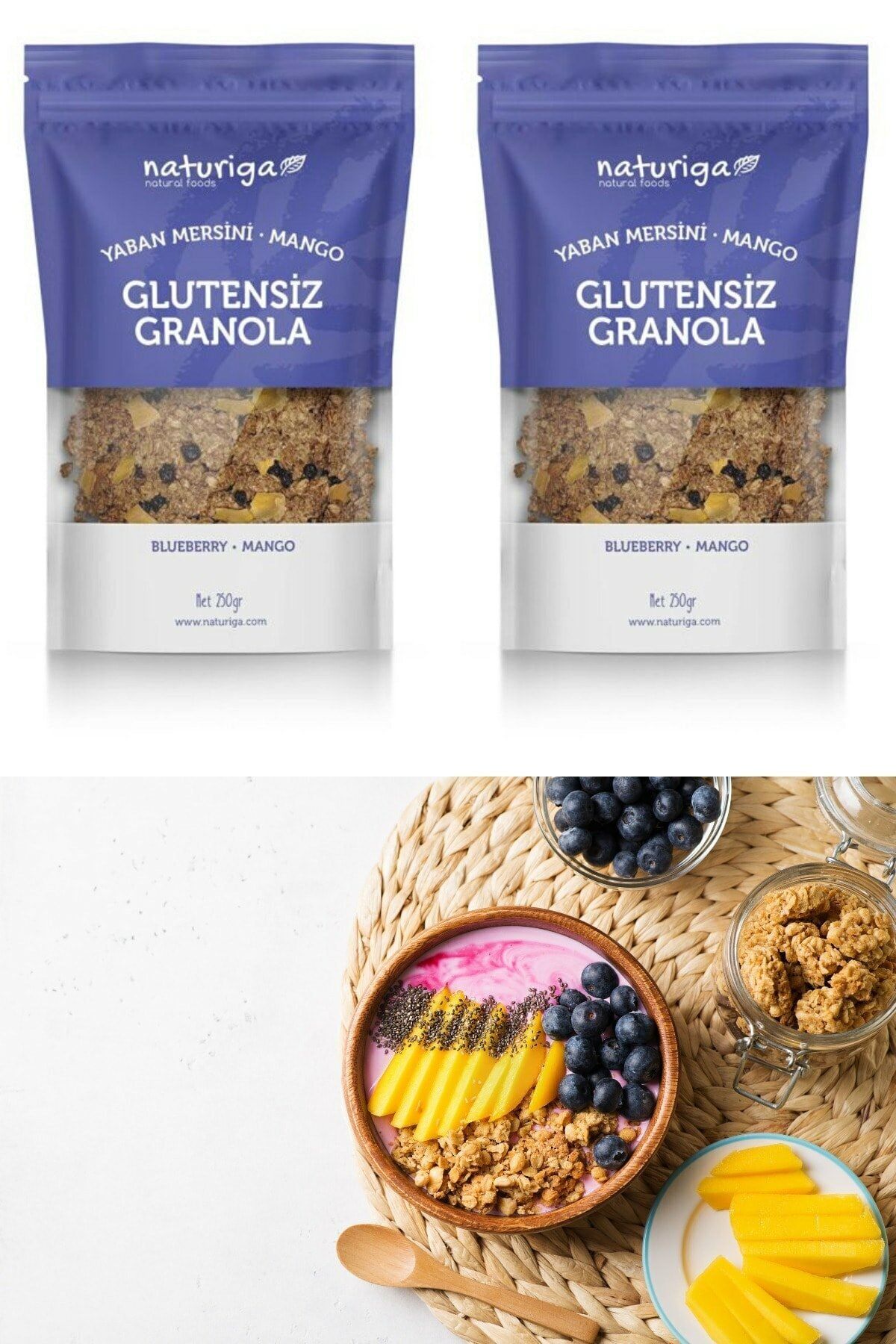 Naturiga Glutensiz Yaban Mersini & Mango Granola 2'li Fırsat Paketi