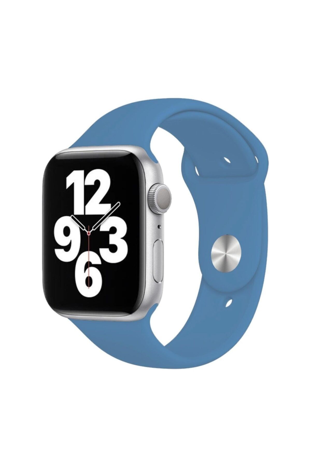 MELİKZADE Apple Watch Seri 9 8 7 6 5 4 3 Se 42mm-44mm-45mm Uyumlu M/l Spor Silikon Kordon Loş Mavi