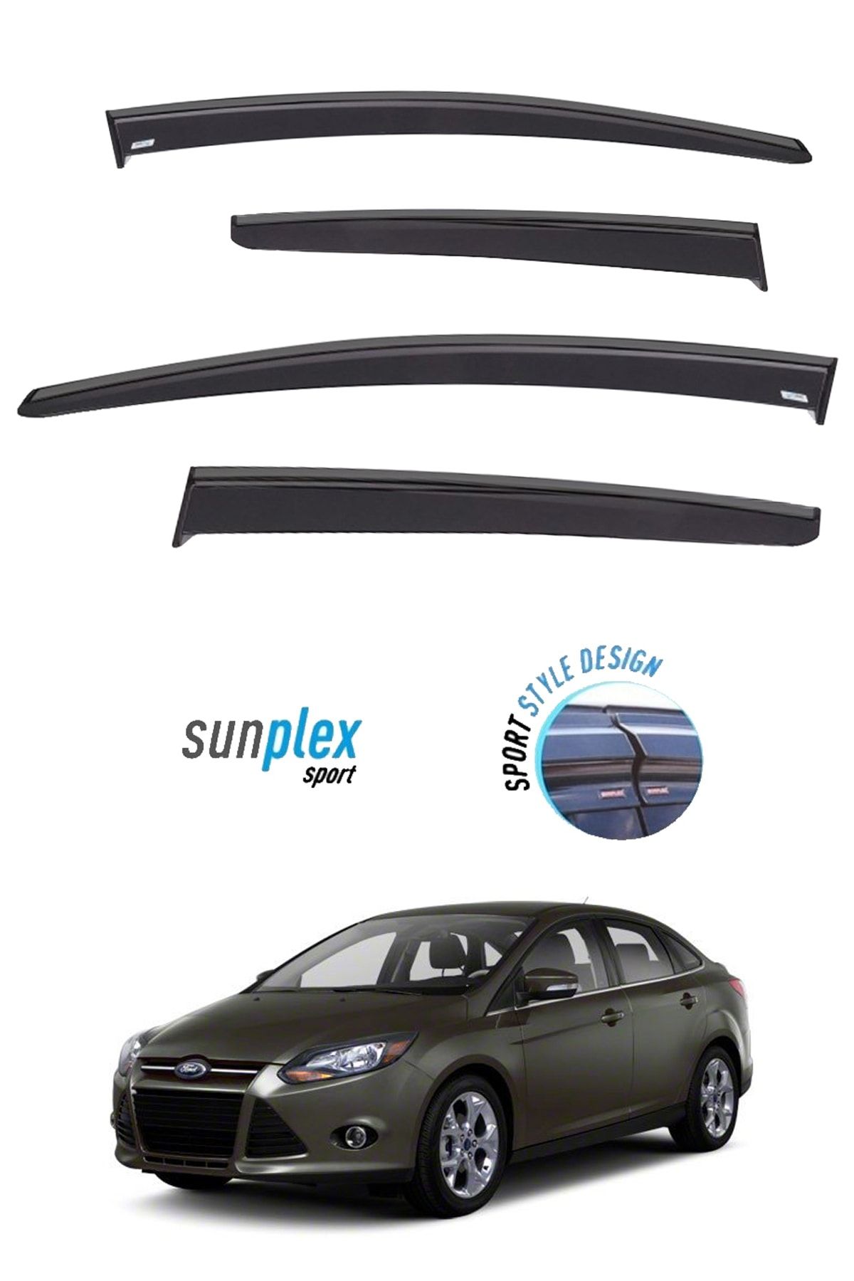 SUNPLEX Ford Focus 3-3,5 2011 Sonrası Araca Özel Cam Rüzgarlığı Marka Mugen 4'lü