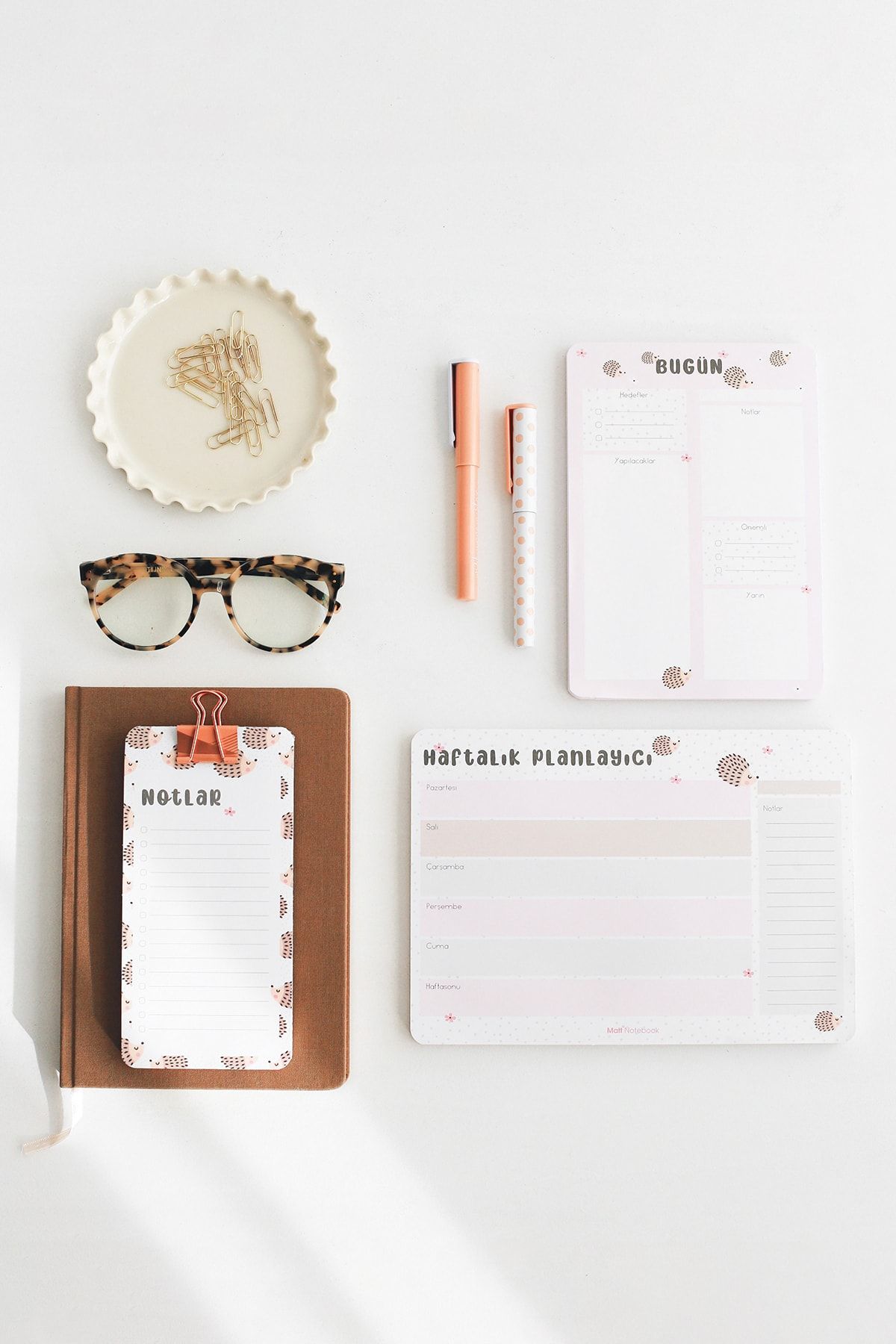 Matt Notebook 3’lü Masaüstü Planlayıcı Set Kirpi