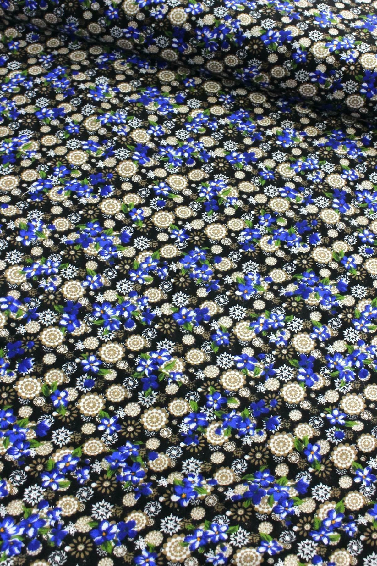 NAYS Çiçekler Saks Mavi Divitin Kumaş