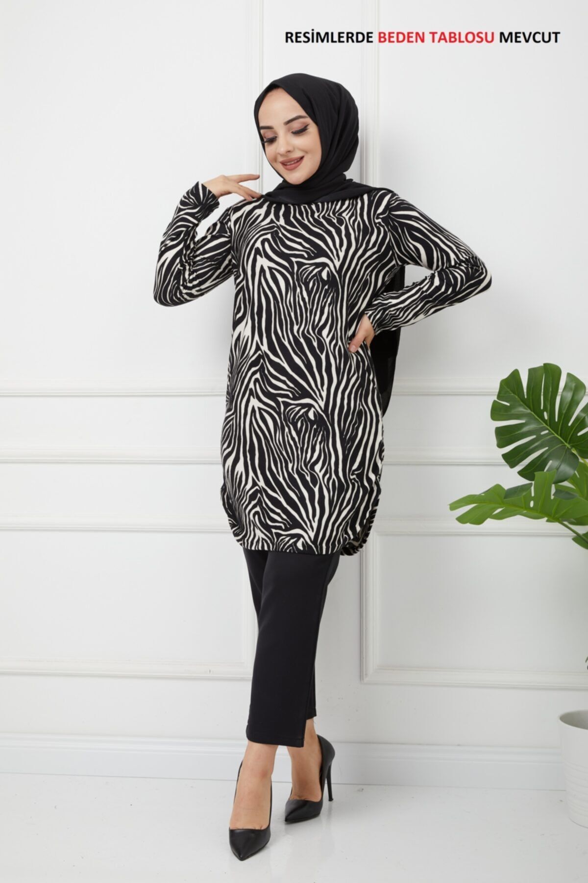 FERİZE Zebra Desenli Kışlık Tunik