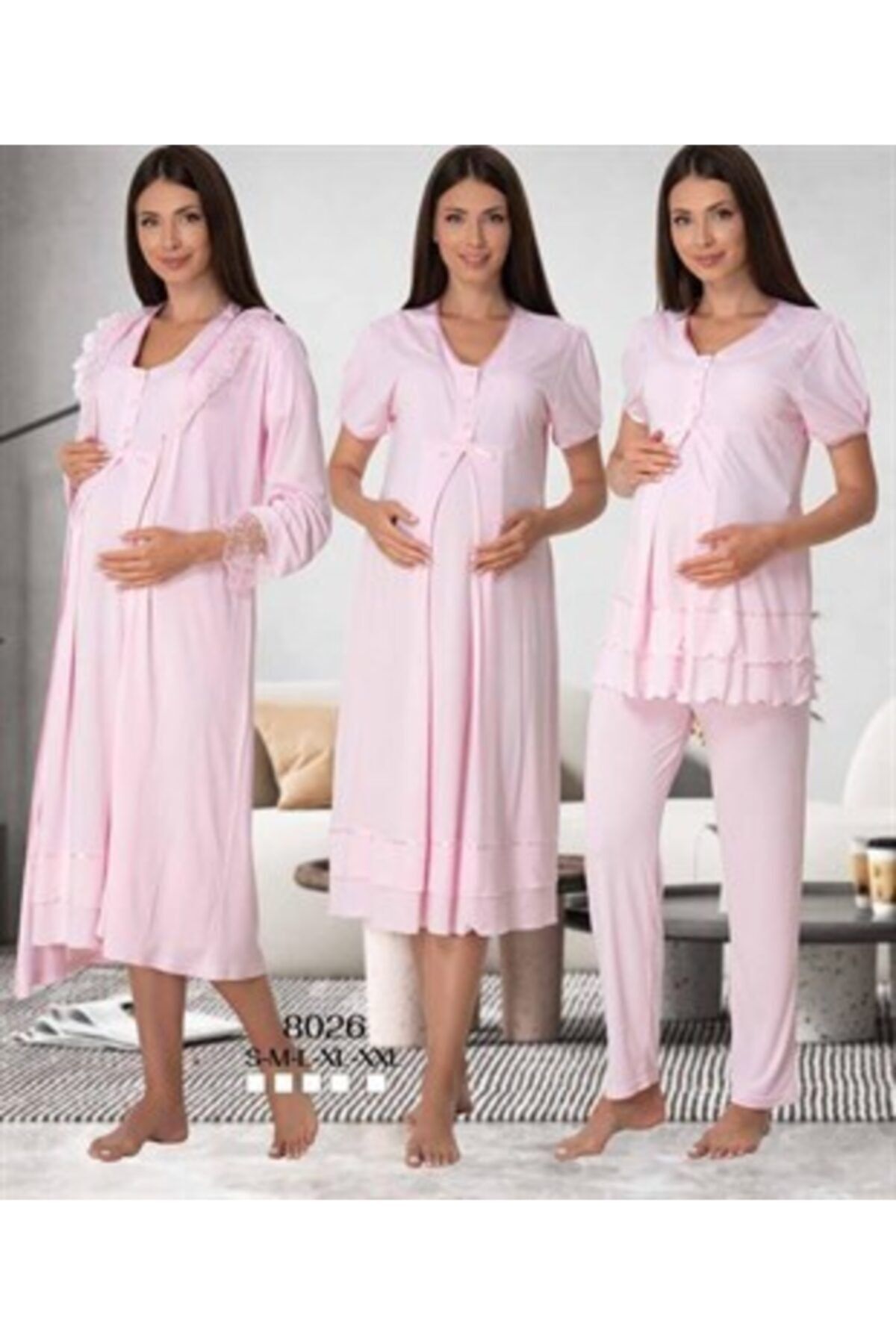 Effort Pijama Freya Effort Lohusa Hamile Sabahlık Gecelik Pijama Takımı Set