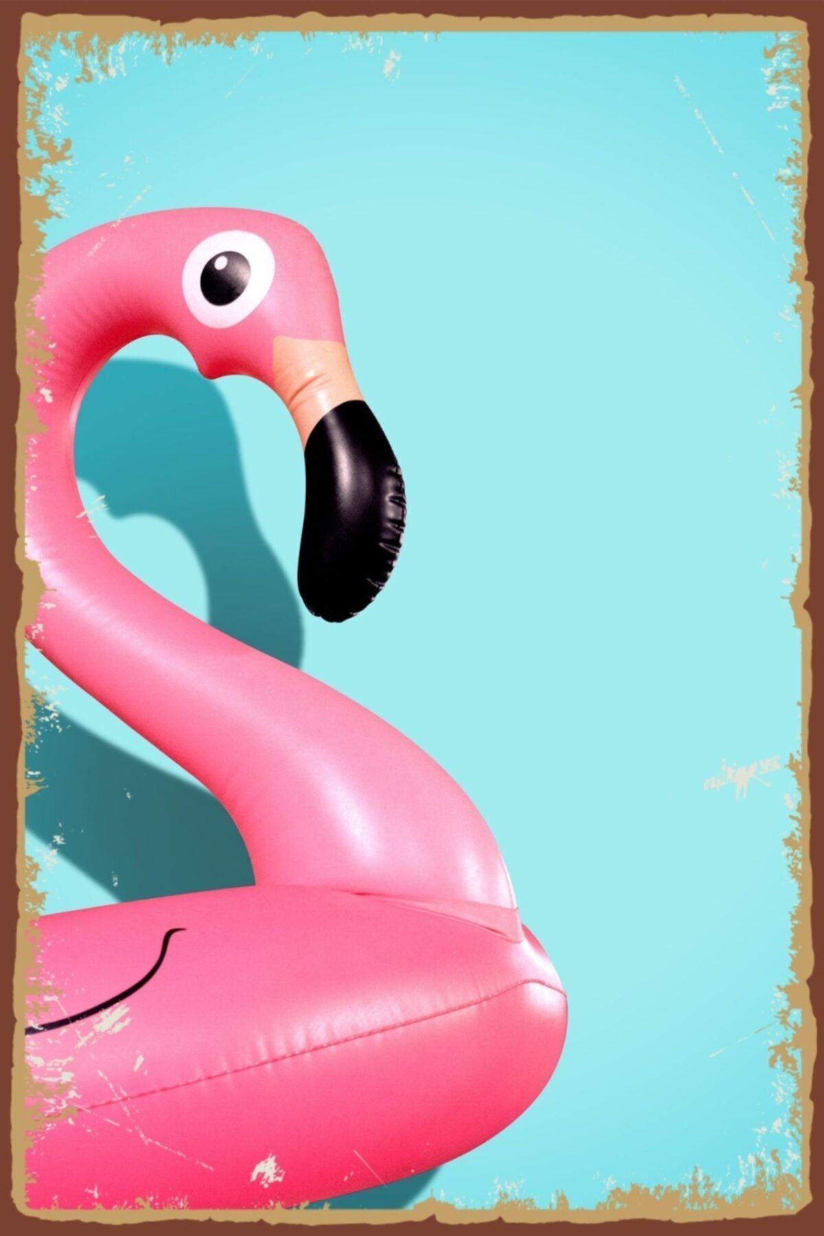 Hayal Poster Flamingo Görselli Retro Ahşap Poster