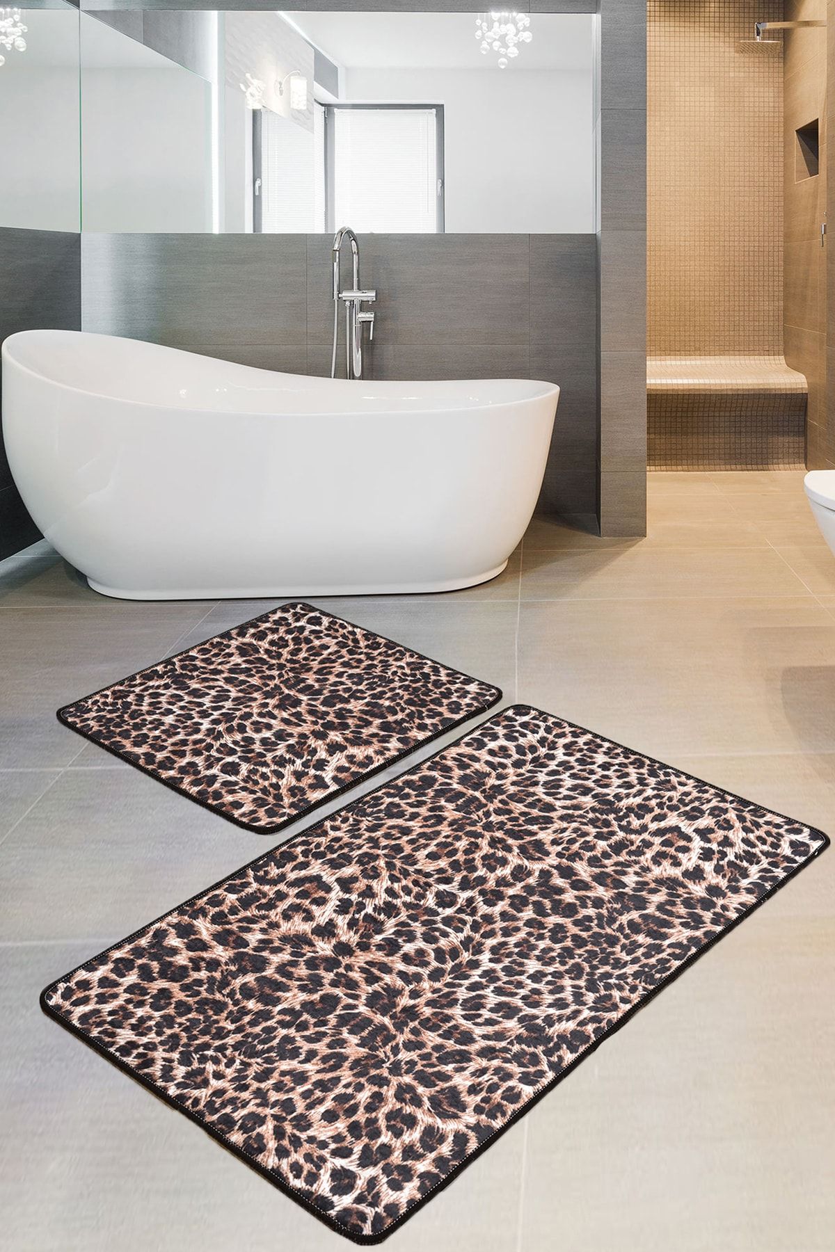 Chilai Home Jaguar Djt 2 Li Set Banyo Halısı, Paspas Kaymaz Tabanlı