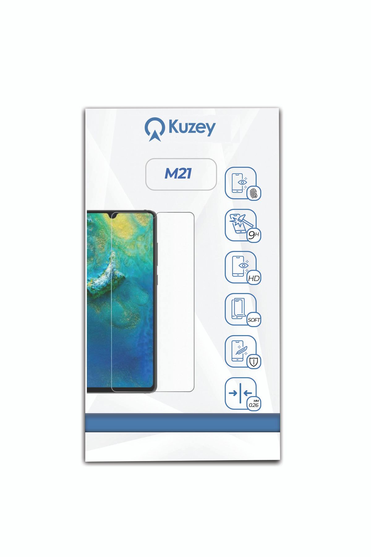 KZY İletişim Samsung M21 Temperli Ekran Koruyucu Kırılmaz Cam