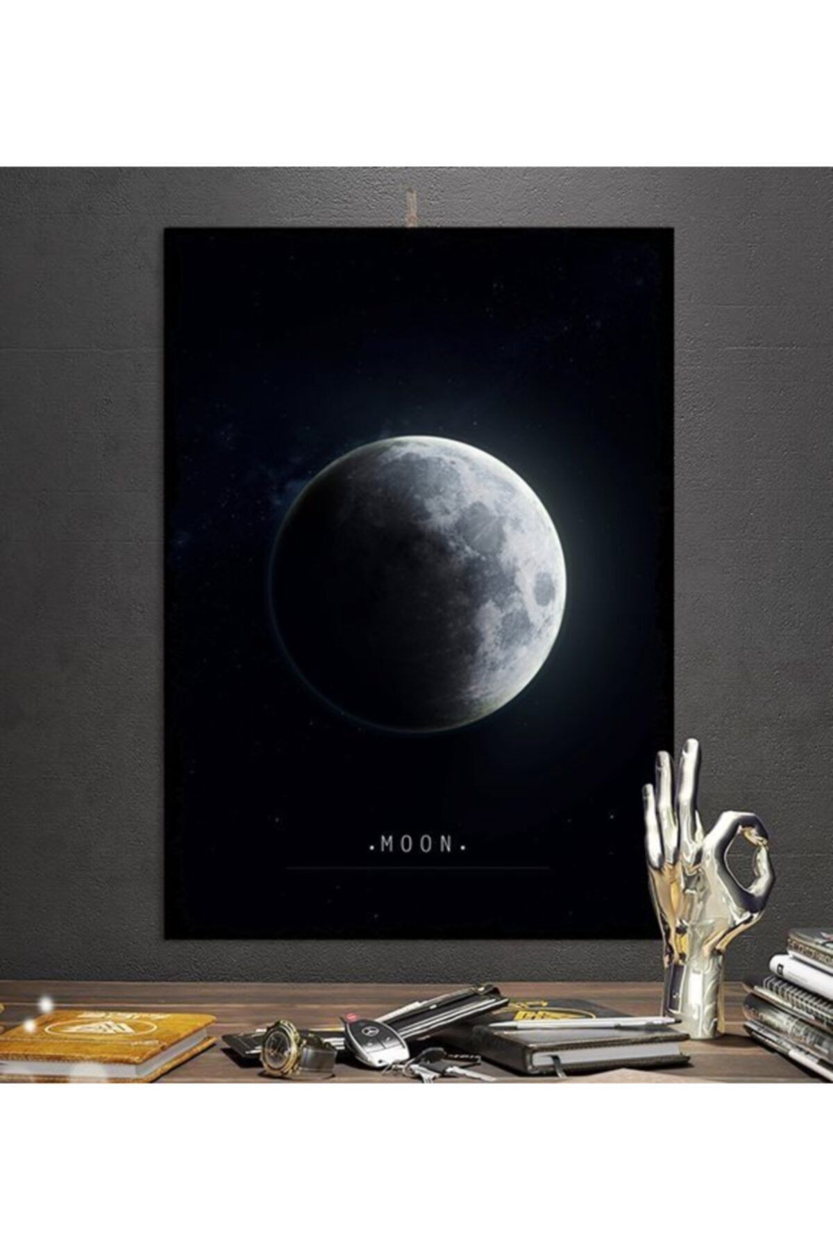 Tontilika Ay Gezegen Uzay Tasarım 15x21cm Hediyelik Dekoratif 8mm Ahşap Tablo