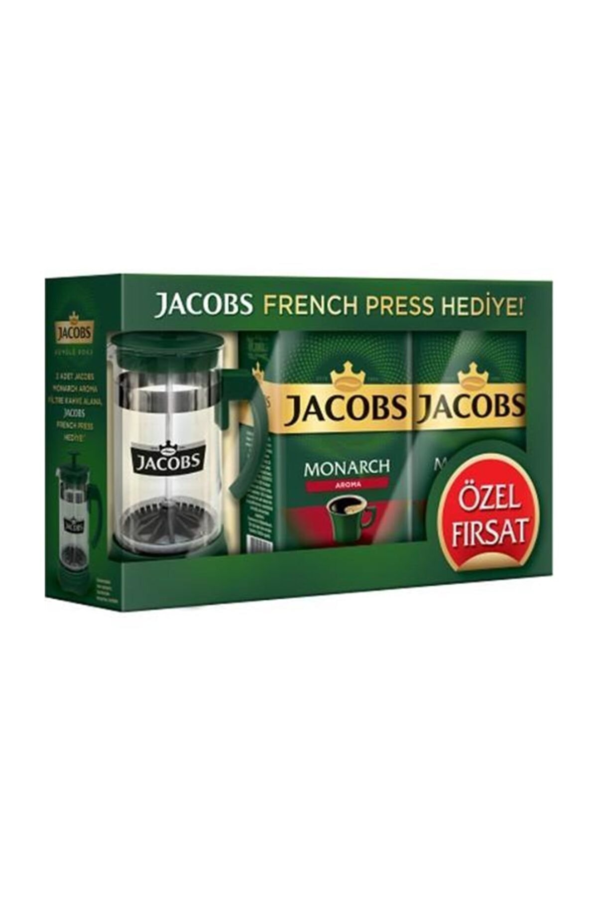 Jacobs Monarch Aromalı Filtre Kahve 2 x 500 gr French Press Hediyeli