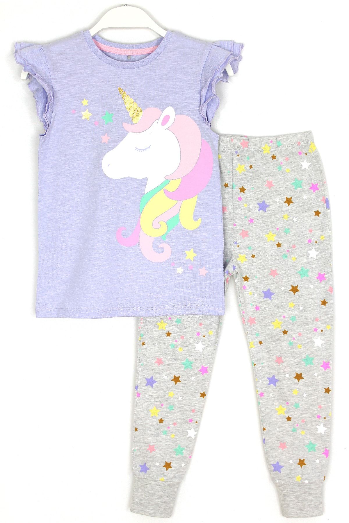DobaKids Kız Çocuk Unicorn Desenli Yazlık Pijama Takımı