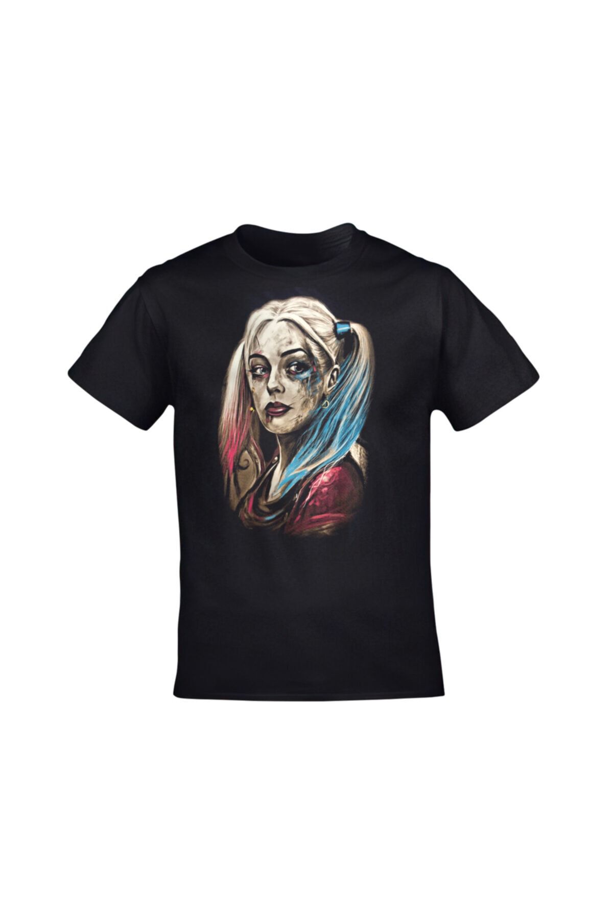 Orijin Tekstil Unisex Siyah Harley Quinn Baskılı Tshirt