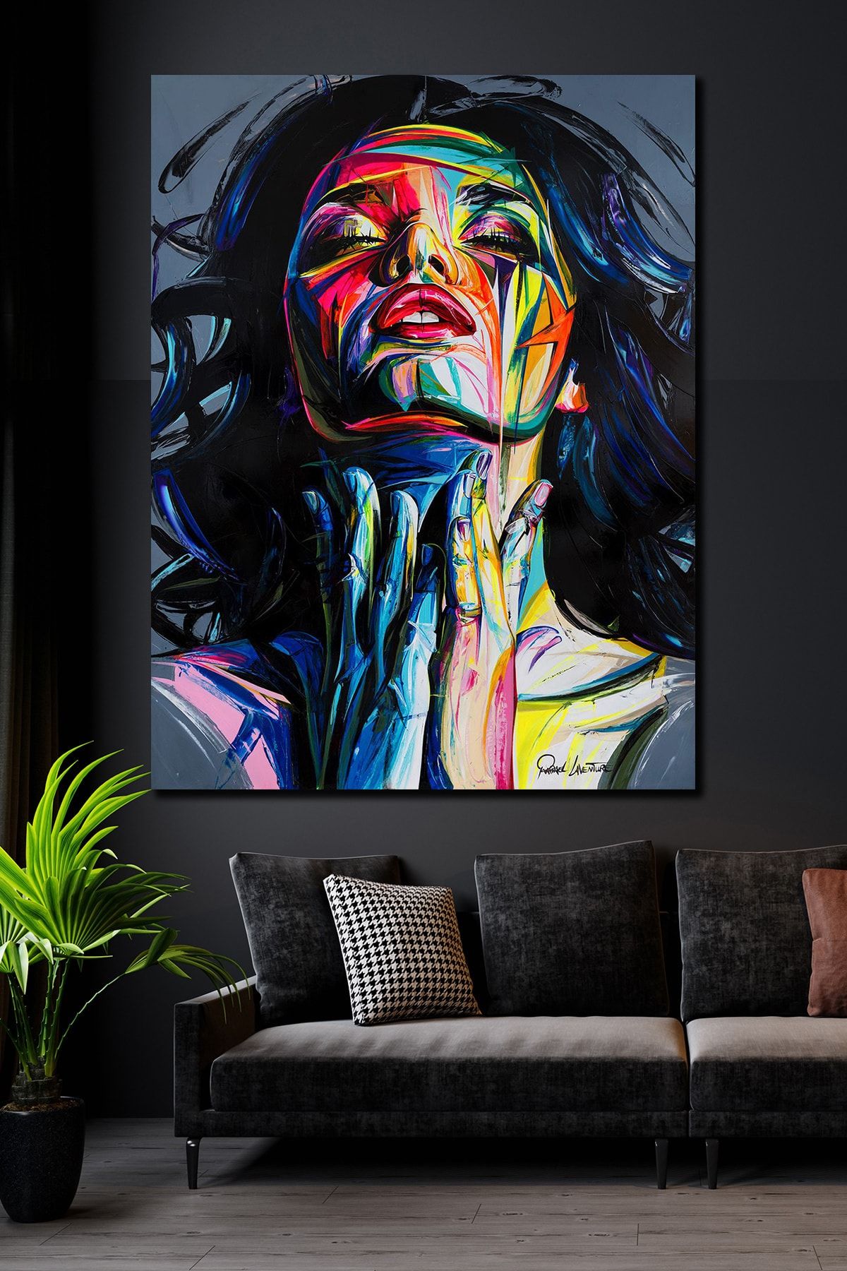 Hediyeler Kapında 90x130 Woman & Art Kanvas Tablo