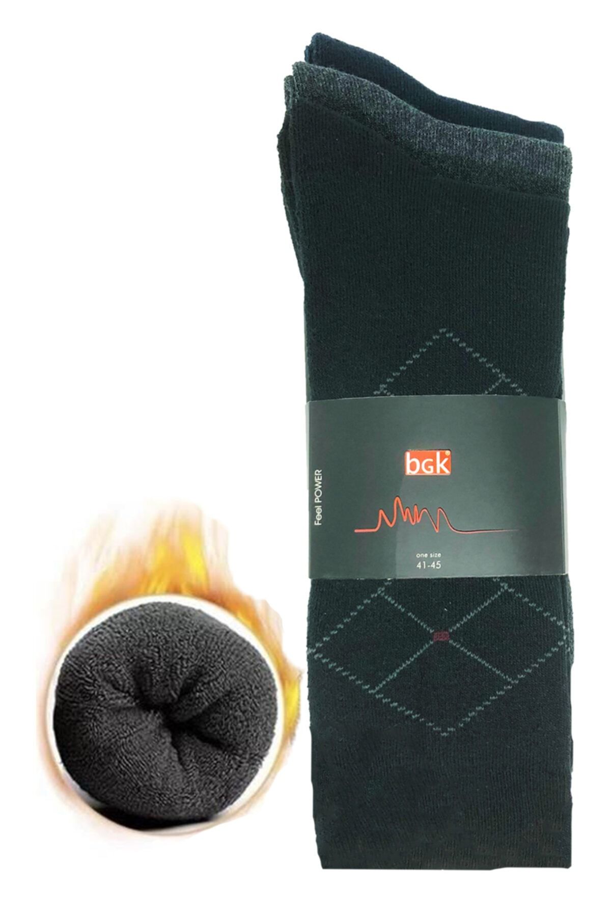 BGK Erkek 3'lü Kışlık  Yıkamalı Pamuklu Termal Çorap