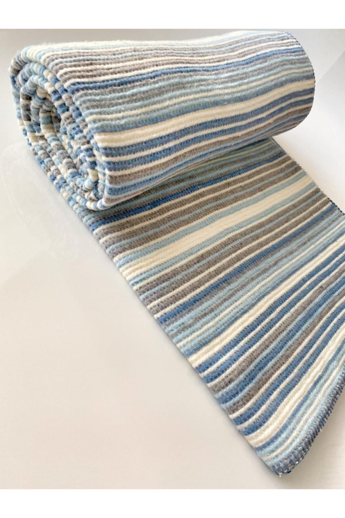 Taşan Tekstil Mavi Çift Kişilik Çizgili Skoç Battaniye