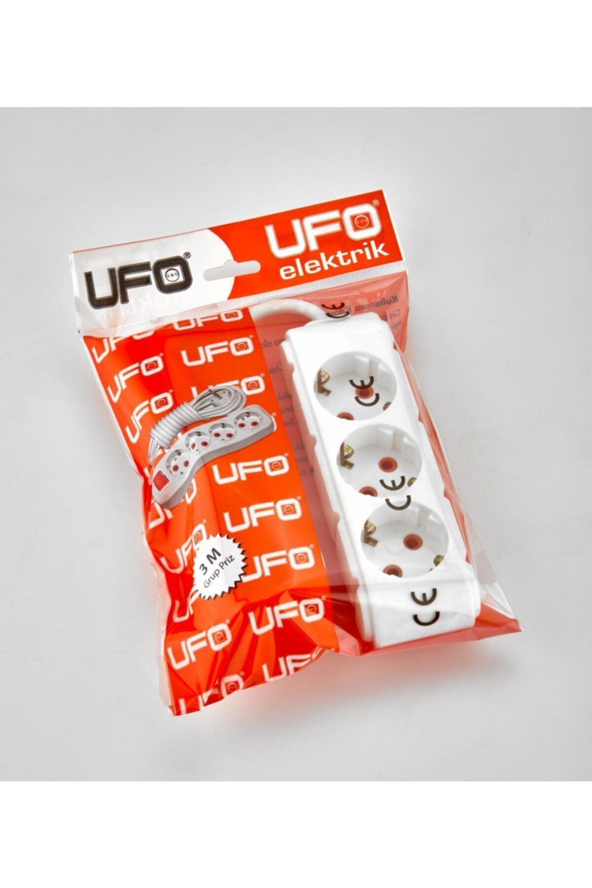 UFO Elektrik Beyaz Renkli Üçlü Topraklı Kablolu Topraklı Priz 3 Metre