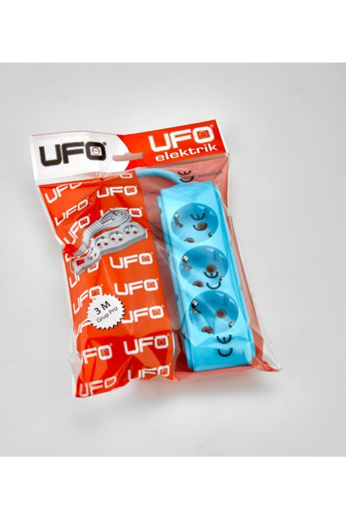 UFO Elektrik Mavi Renkli Üçlü Topraklı Kablolu Topraklı Priz 3 Metre