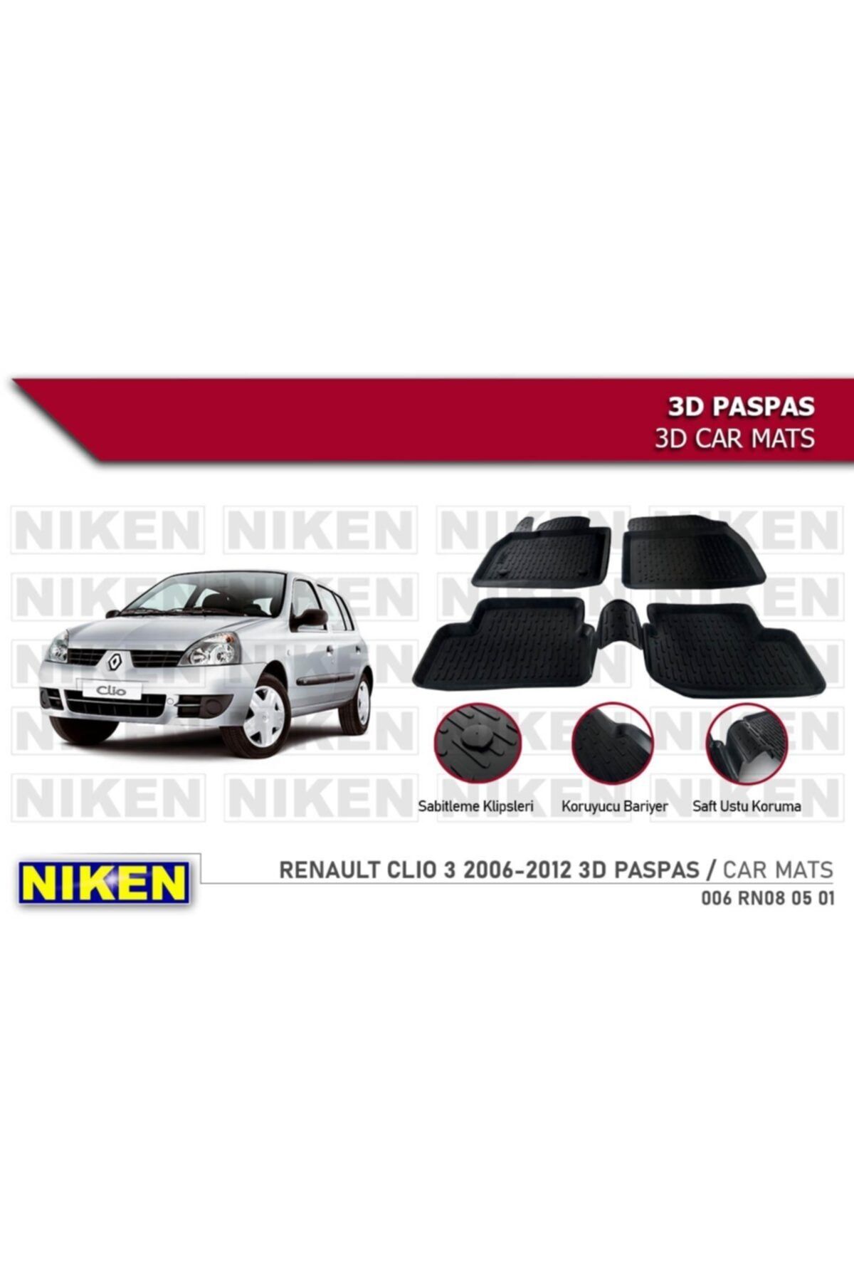 Niken Renault Clıo 3 2006-2012 3d Paspas Nıken 006rn080501
