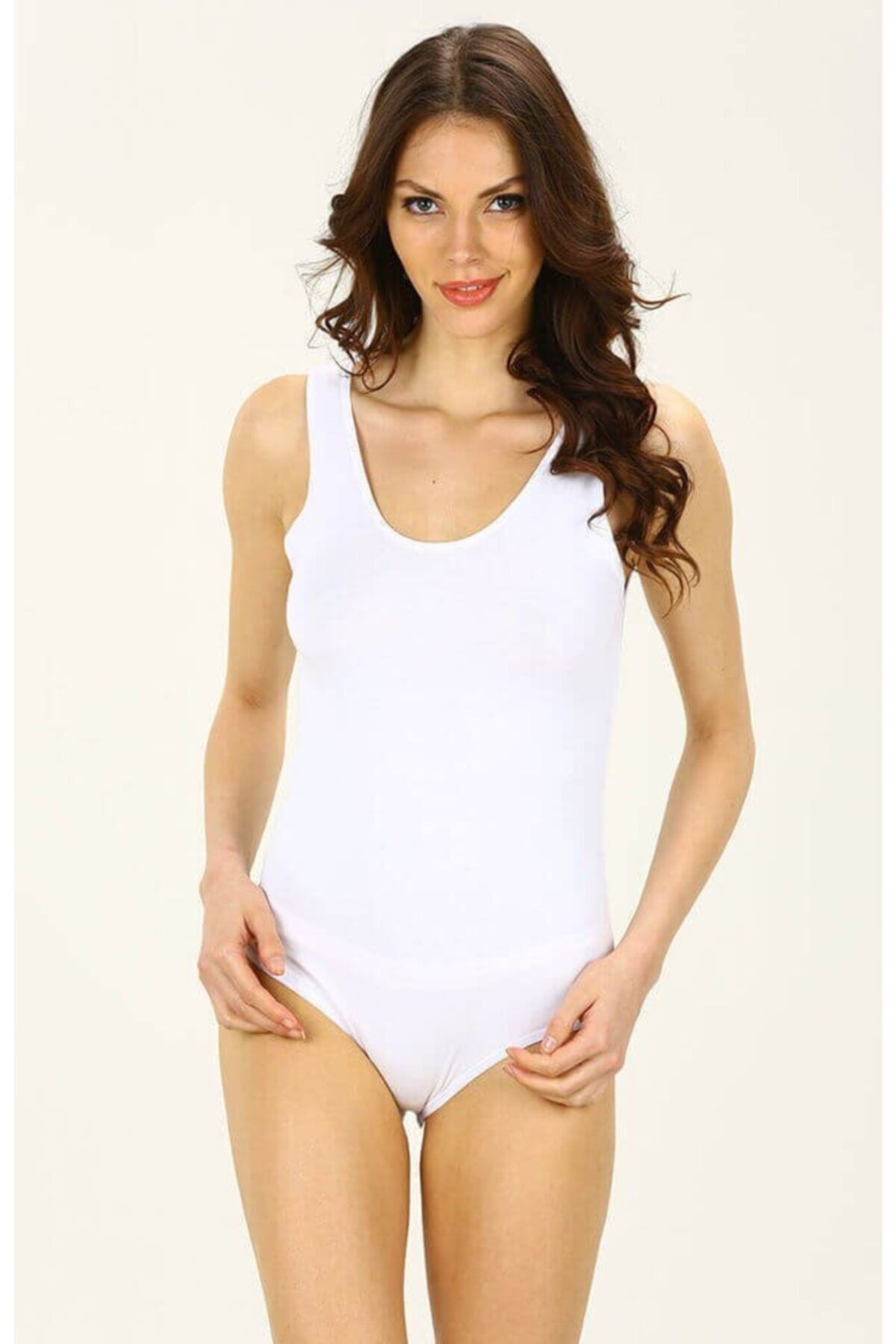 İmer Çamaşır Kadın Beyaz Geniş Askılı Modal Çıtçıtlı Body 9252