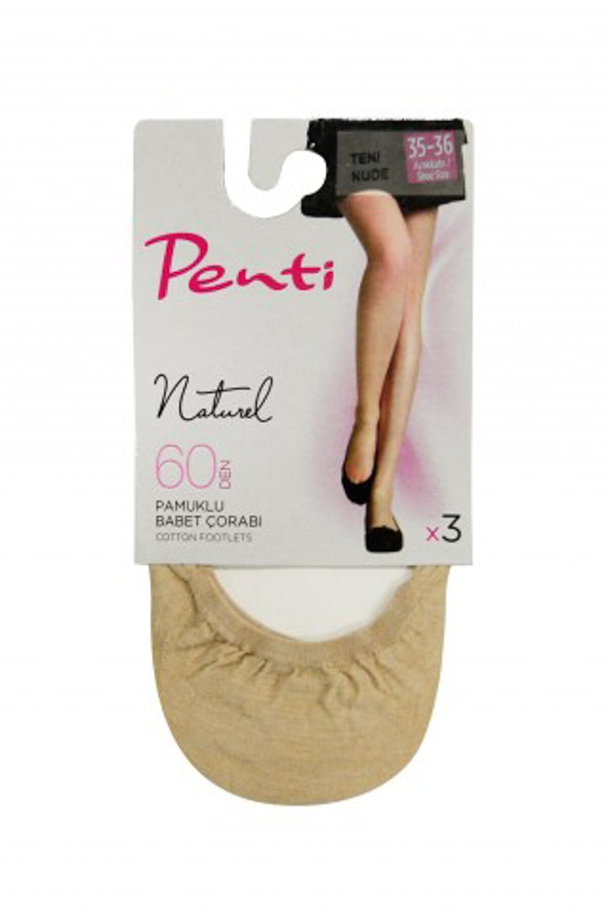 Penti Ten Rengi Naturel Babet Çorabı - 3lü paket