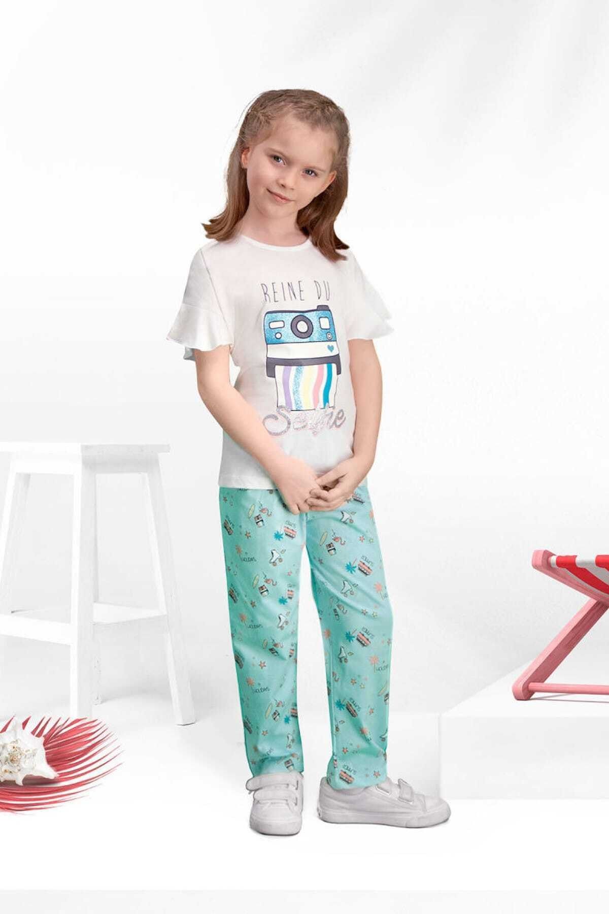 Arnetta Kız Çocuk Selfie Krem Pijama Takımı Ar-100-c-v2
