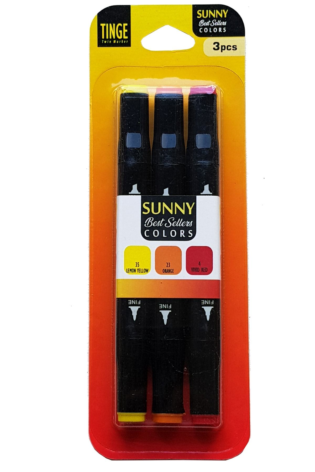 Tinge Marker Kalem - 3'lü Sunny Renk Seti - Marker